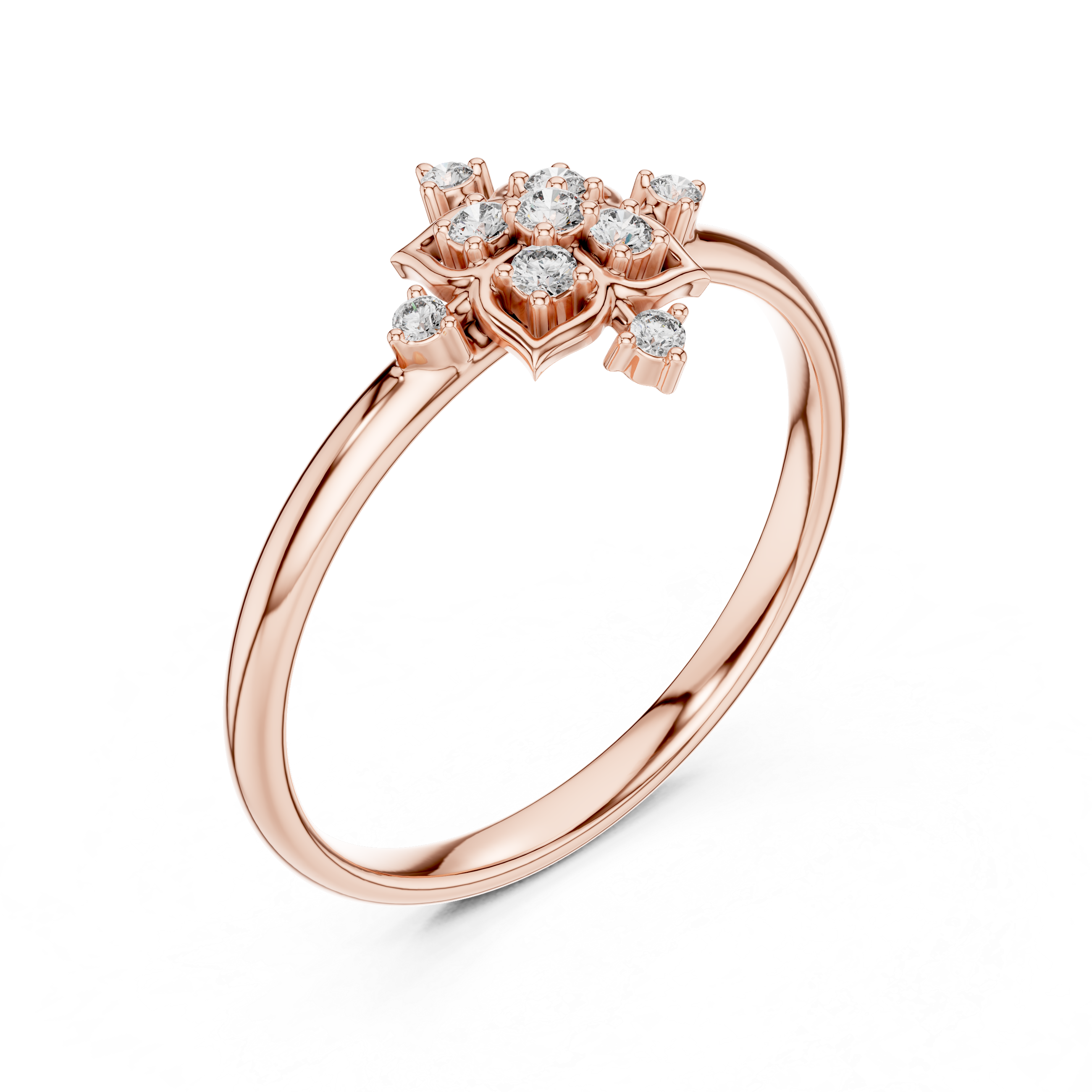 Rose Gold Hexa Floral Lab-Grown Diamond Ring | IGI Certified | Kiashaa Jewellery