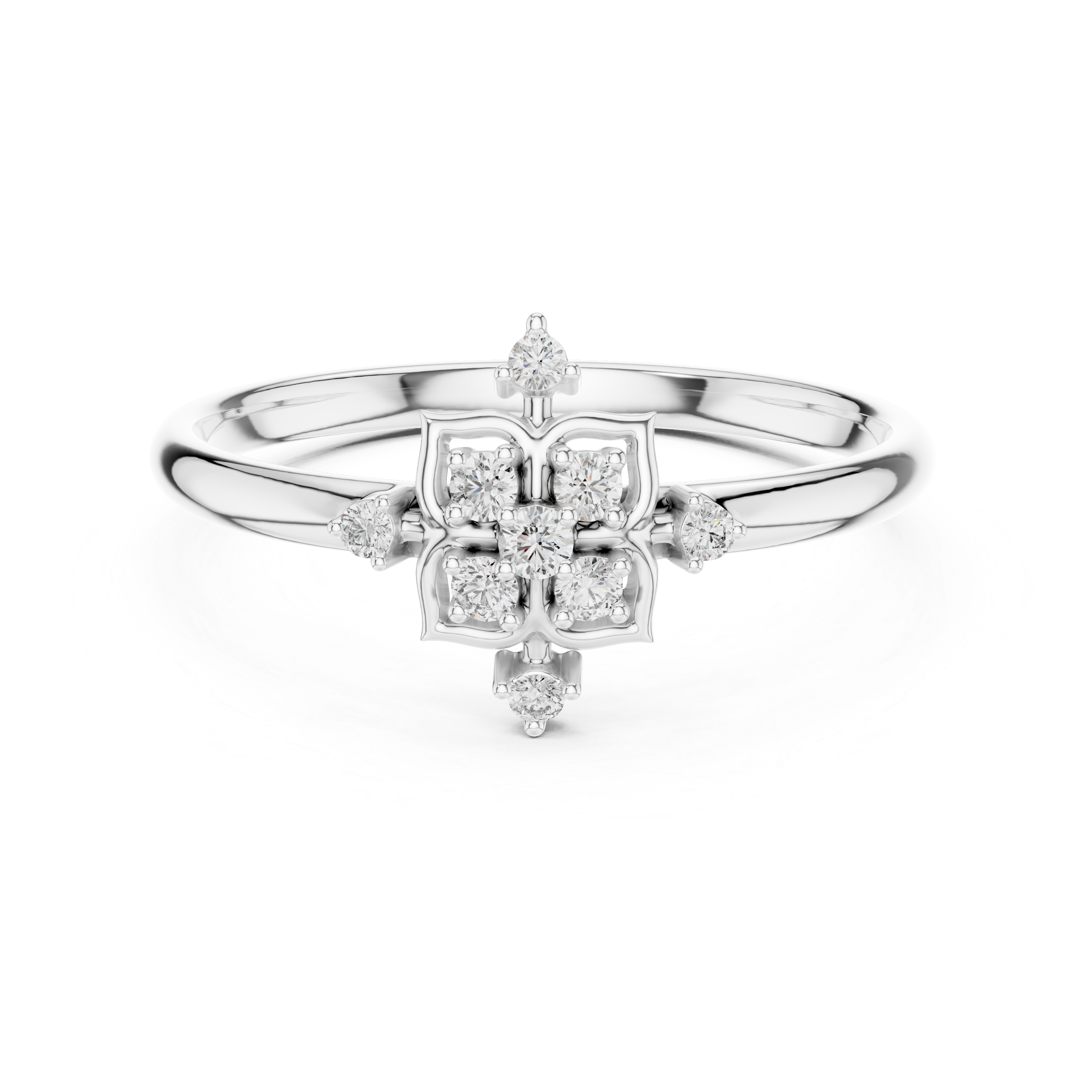 Rose Gold Hexa Floral Lab-Grown Diamond Ring | IGI Certified | Kiashaa Jewellery