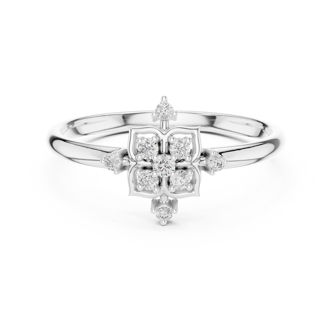 Rose Gold Hexa Floral Lab-Grown Diamond Ring | IGI Certified | Kiashaa Jewellery