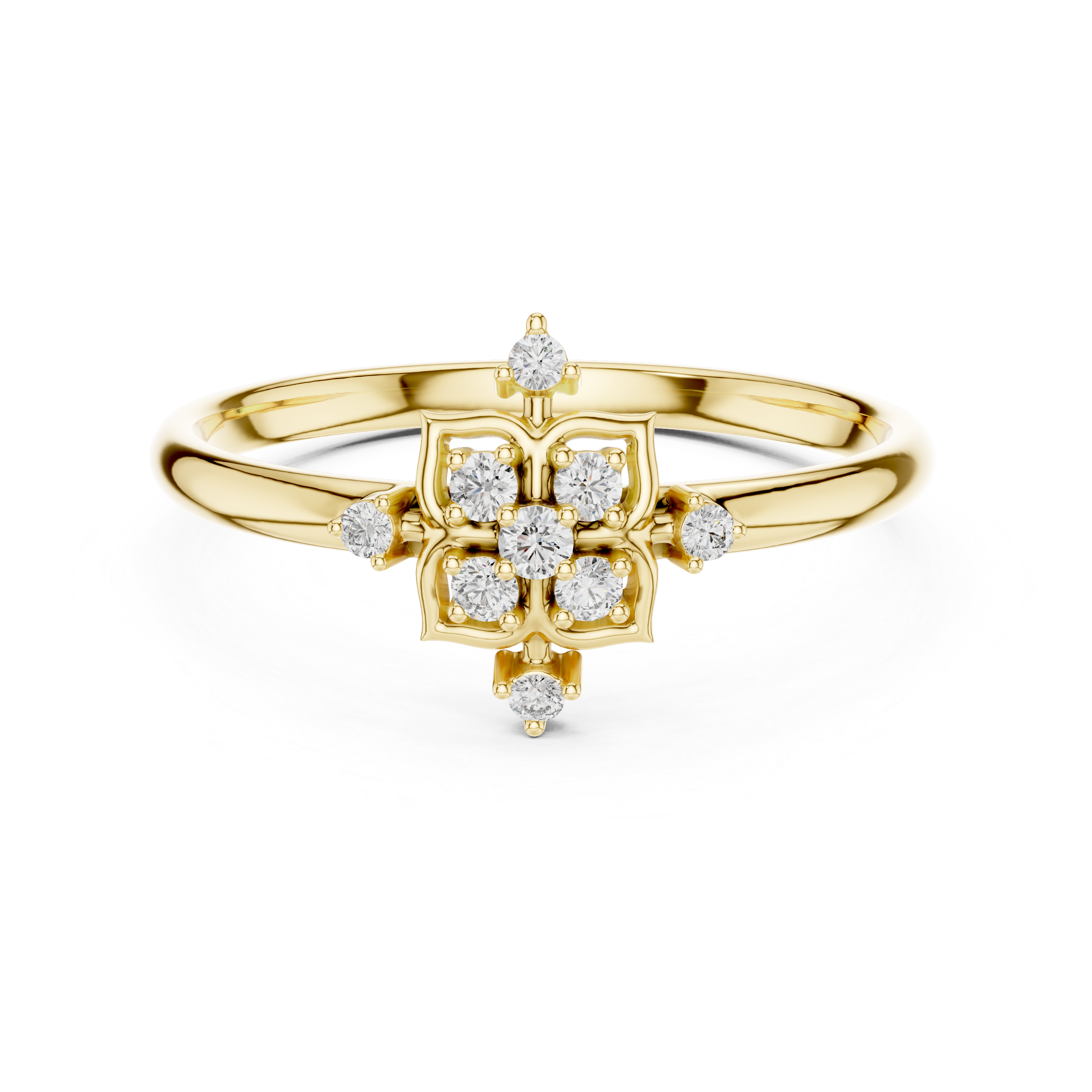 Rose Gold Hexa Floral Lab-Grown Diamond Ring | IGI Certified | Kiashaa Jewellery