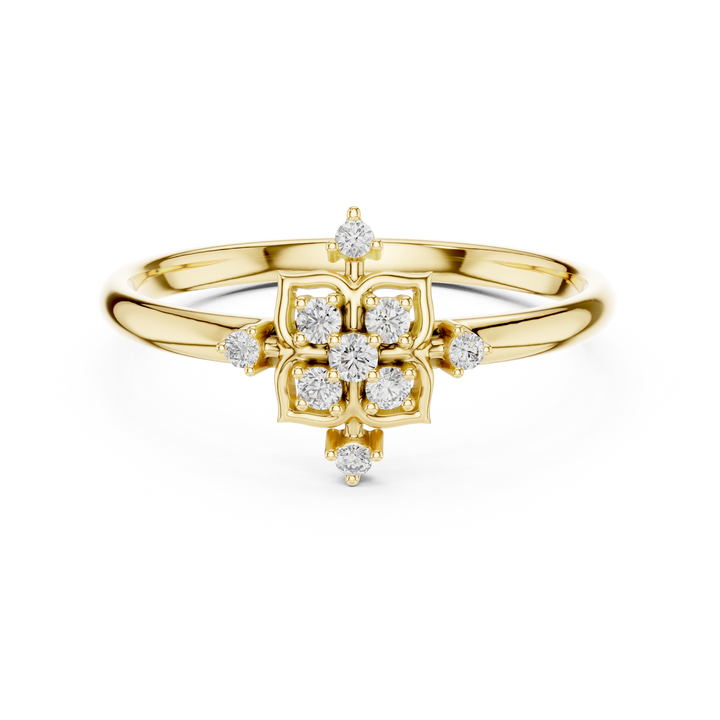 Rose Gold Hexa Floral Lab-Grown Diamond Ring | IGI Certified | Kiashaa Jewellery
