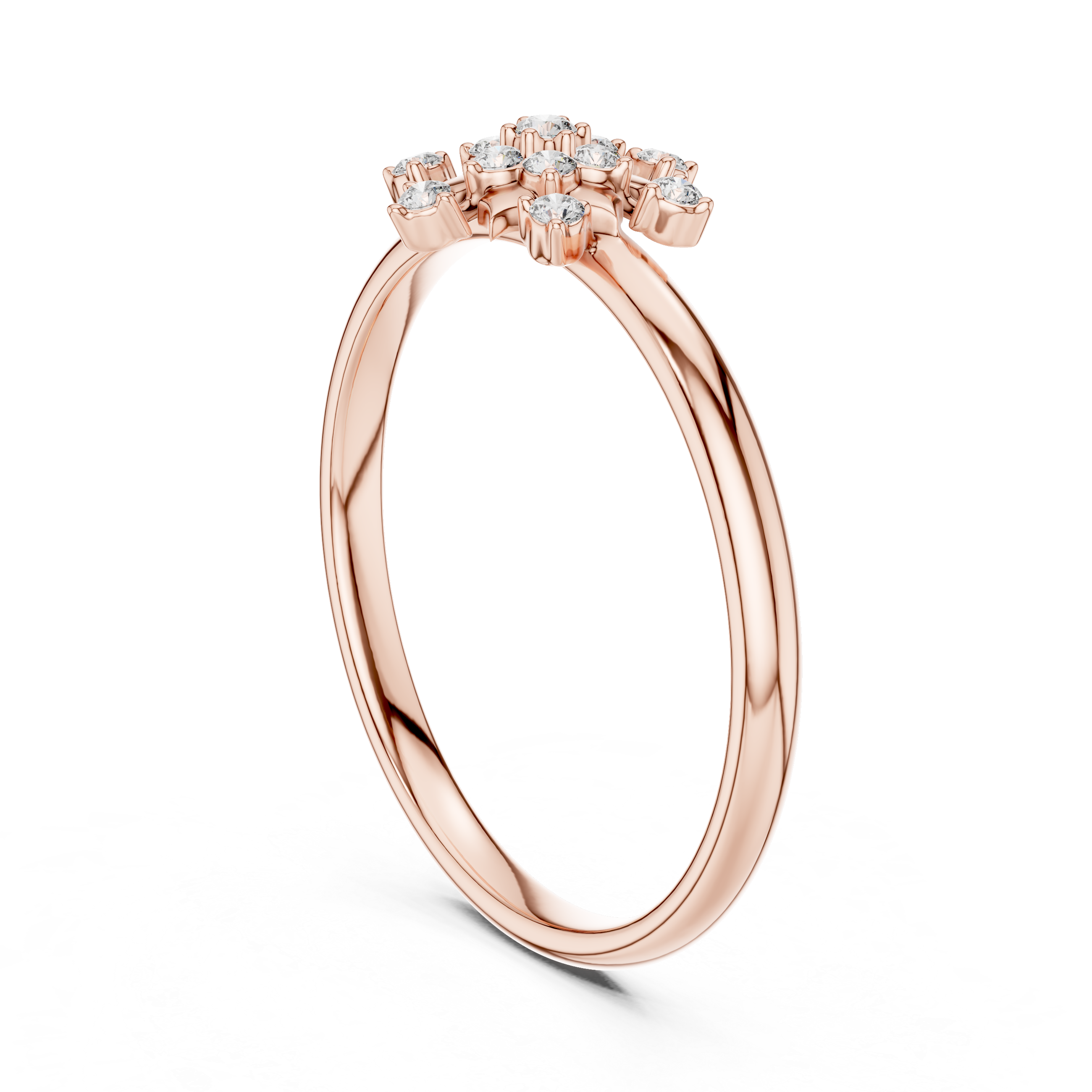 Rose Gold Floral Cluster Lab-Grown Diamond Ring | IGI Certified | Kiashaa Jewellery