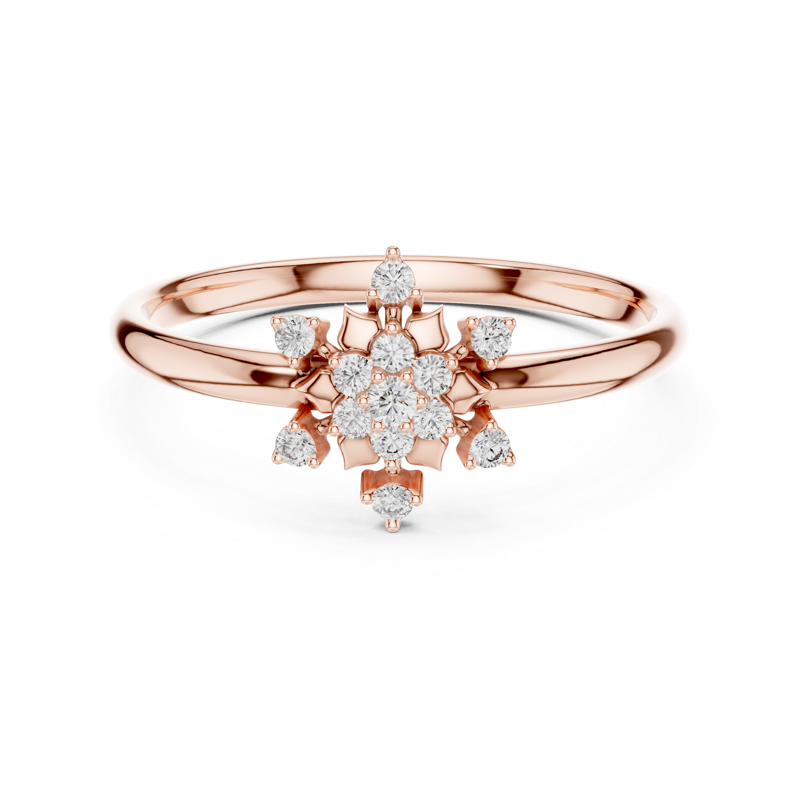 Rose Gold Floral Cluster Lab-Grown Diamond Ring | IGI Certified | Kiashaa Jewellery