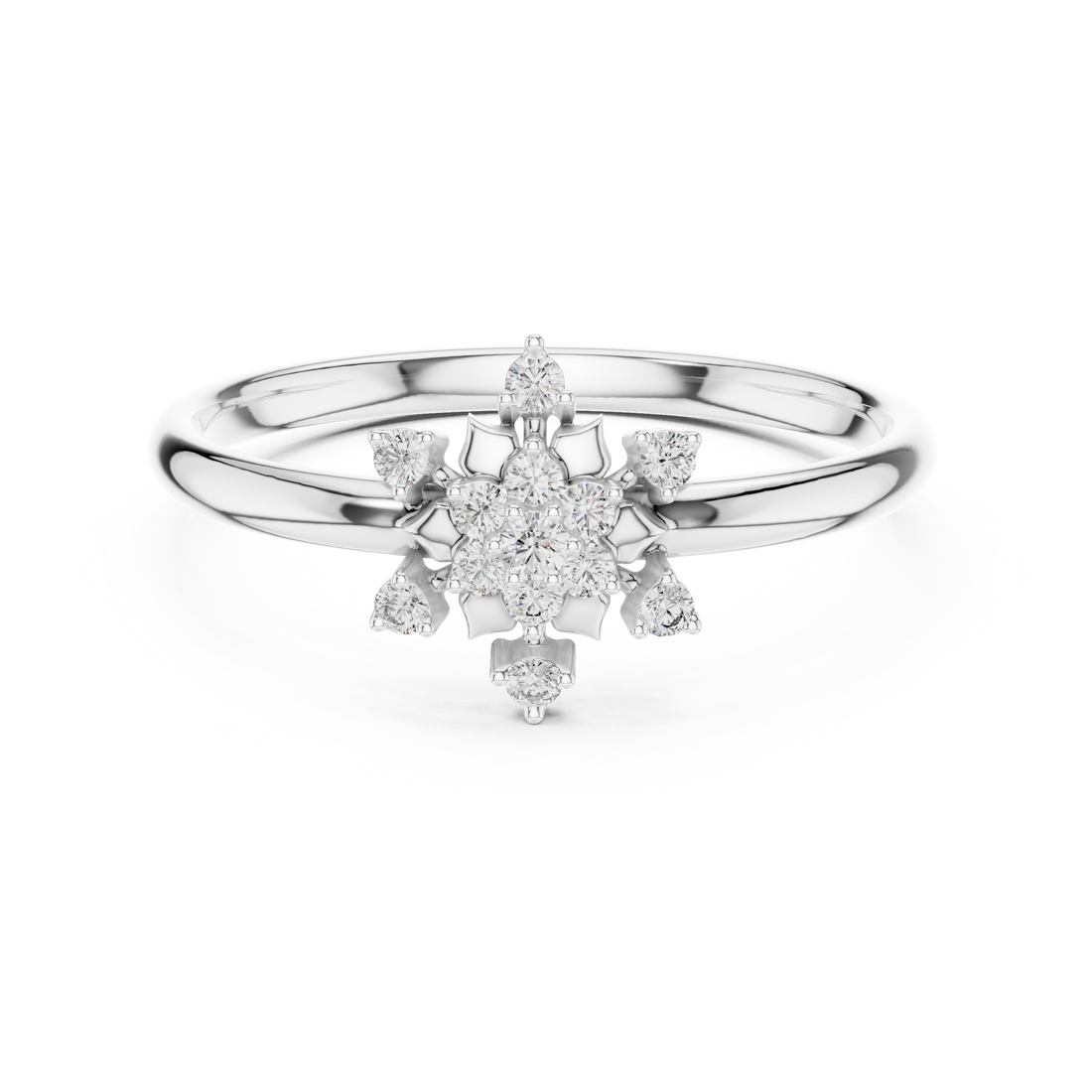 Rose Gold Floral Cluster Lab-Grown Diamond Ring | IGI Certified | Kiashaa Jewellery