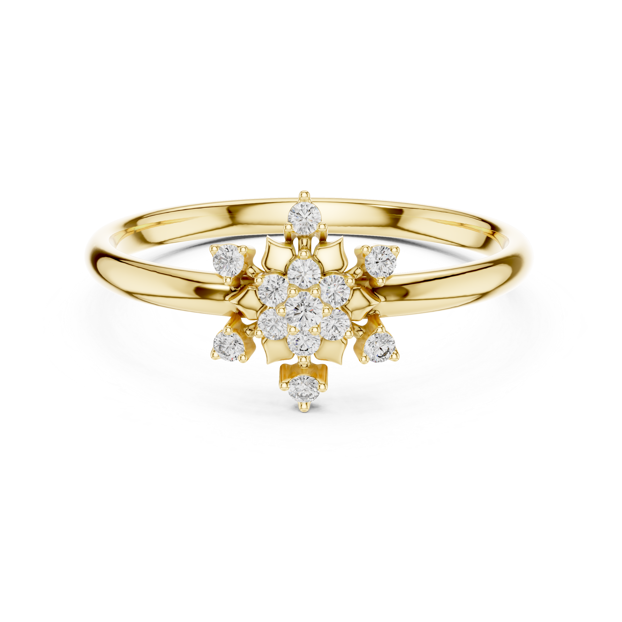 Rose Gold Floral Cluster Lab-Grown Diamond Ring | IGI Certified | Kiashaa Jewellery