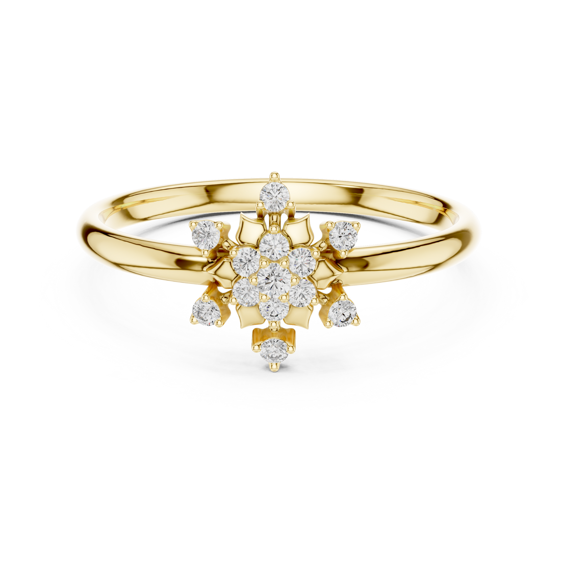 Rose Gold Floral Cluster Lab-Grown Diamond Ring | IGI Certified | Kiashaa Jewellery