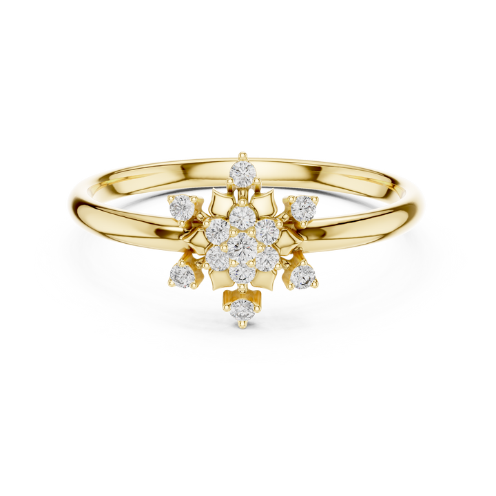 Rose Gold Floral Cluster Lab-Grown Diamond Ring | IGI Certified | Kiashaa Jewellery