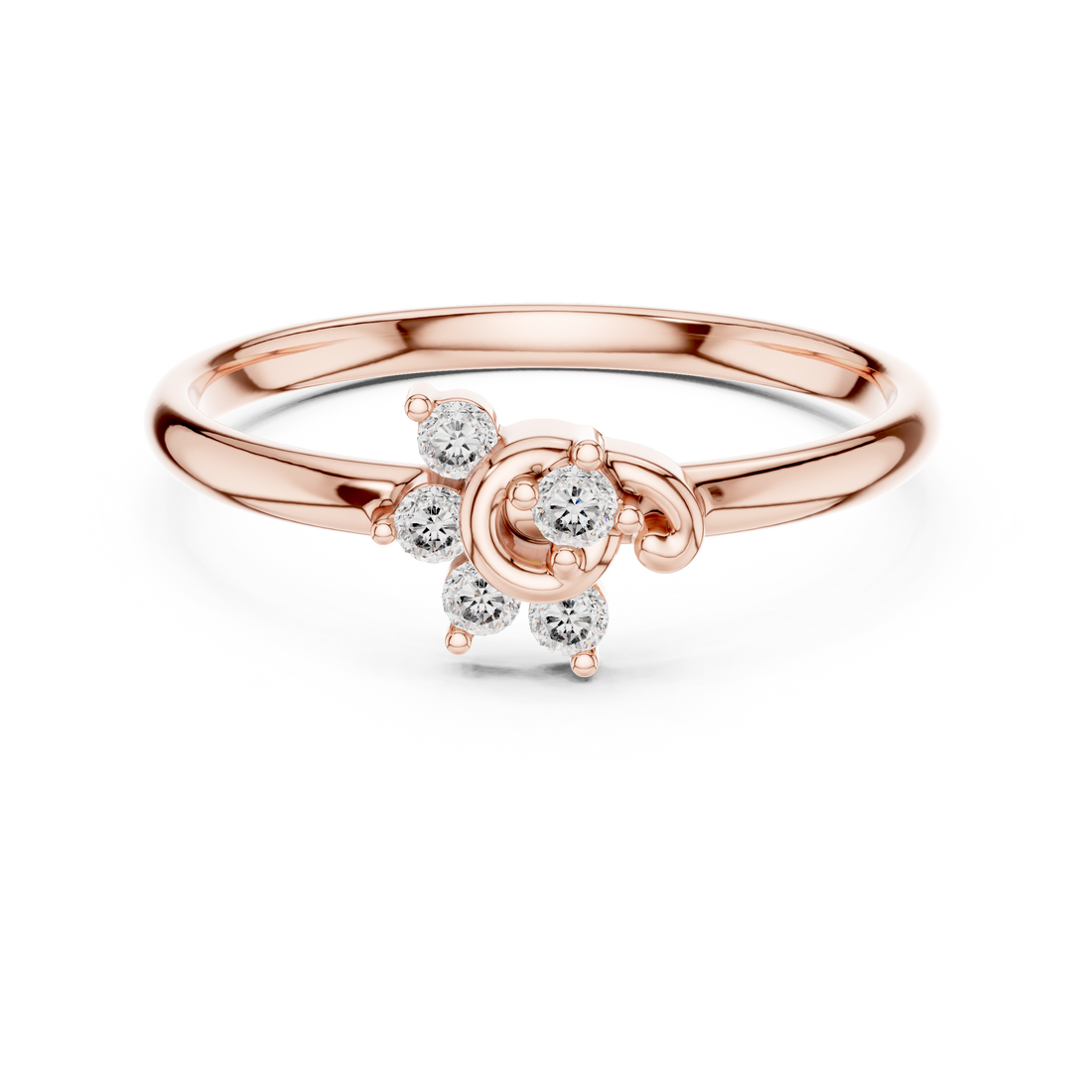 Rose Gold Floral Halo Lab-Grown Diamond Ring | IGI Certified | Kiashaa Jewellery