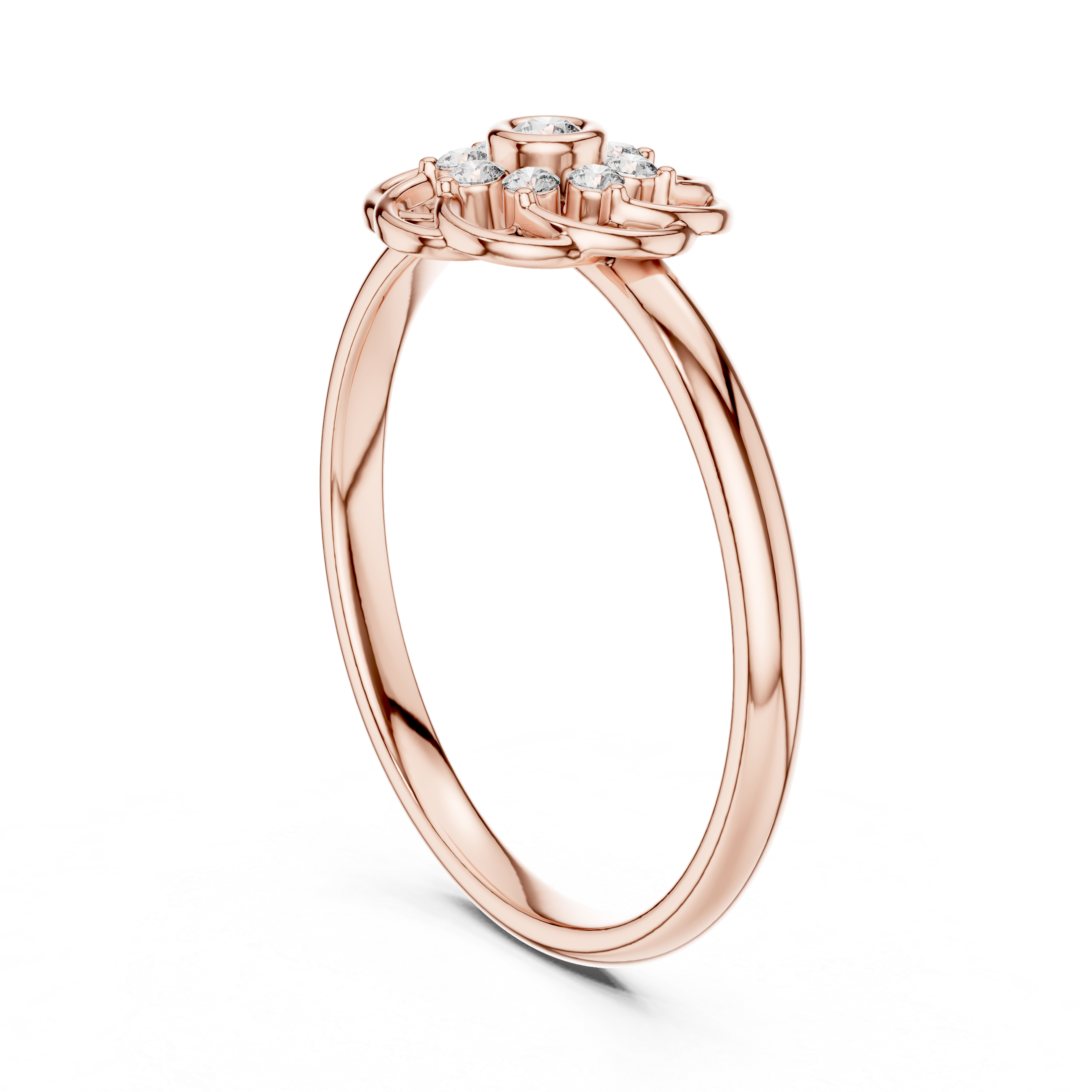 Rose Gold Floral Lab-Grown Diamond Ring | IGI Certified | Kiashaa Jewellery