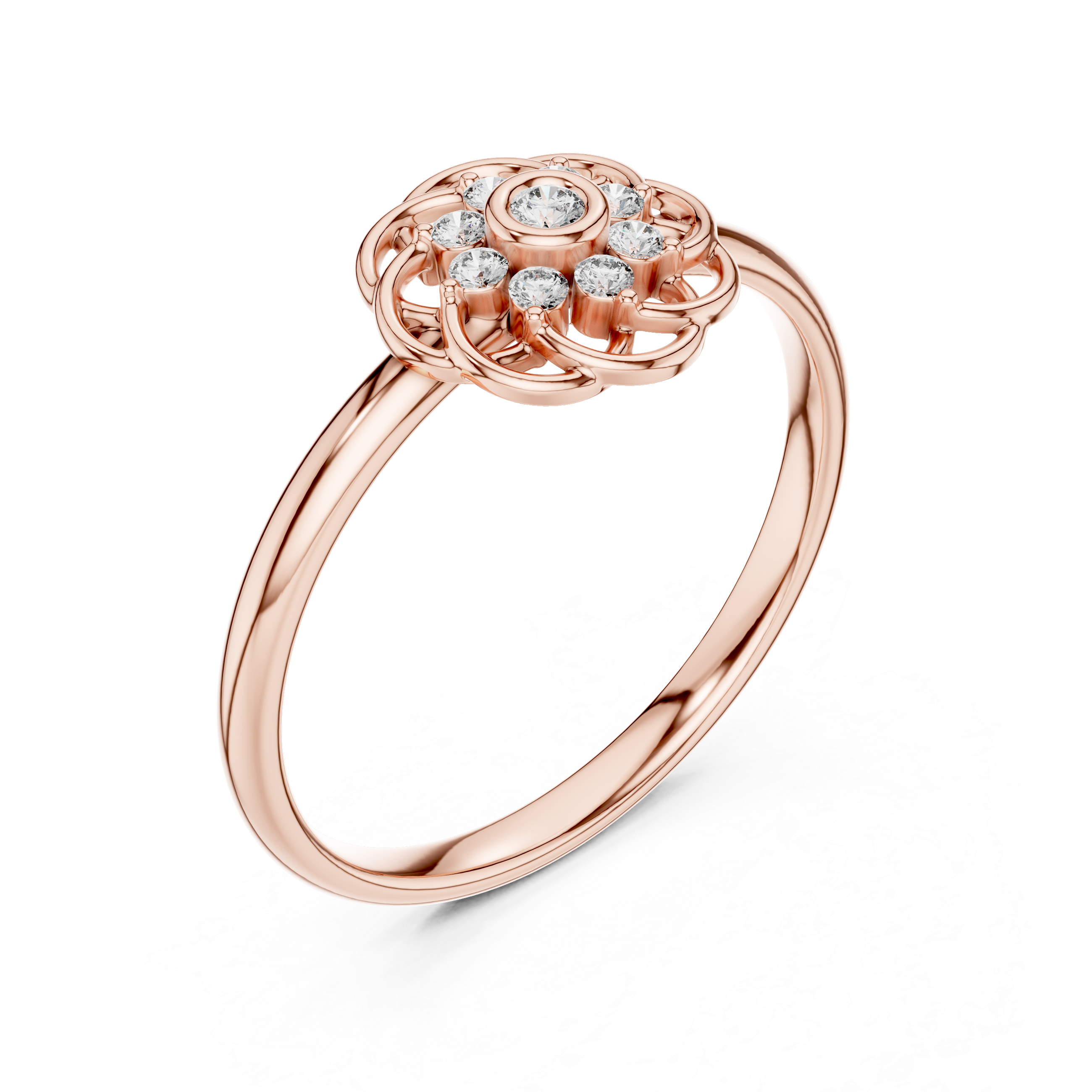 Rose Gold Floral Lab-Grown Diamond Ring | IGI Certified | Kiashaa Jewellery