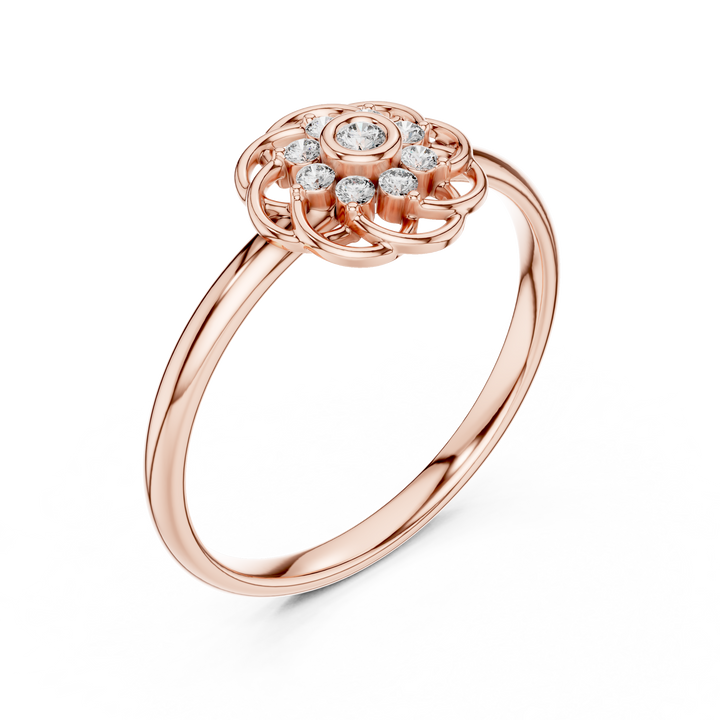 Rose Gold Floral Lab-Grown Diamond Ring | IGI Certified | Kiashaa Jewellery