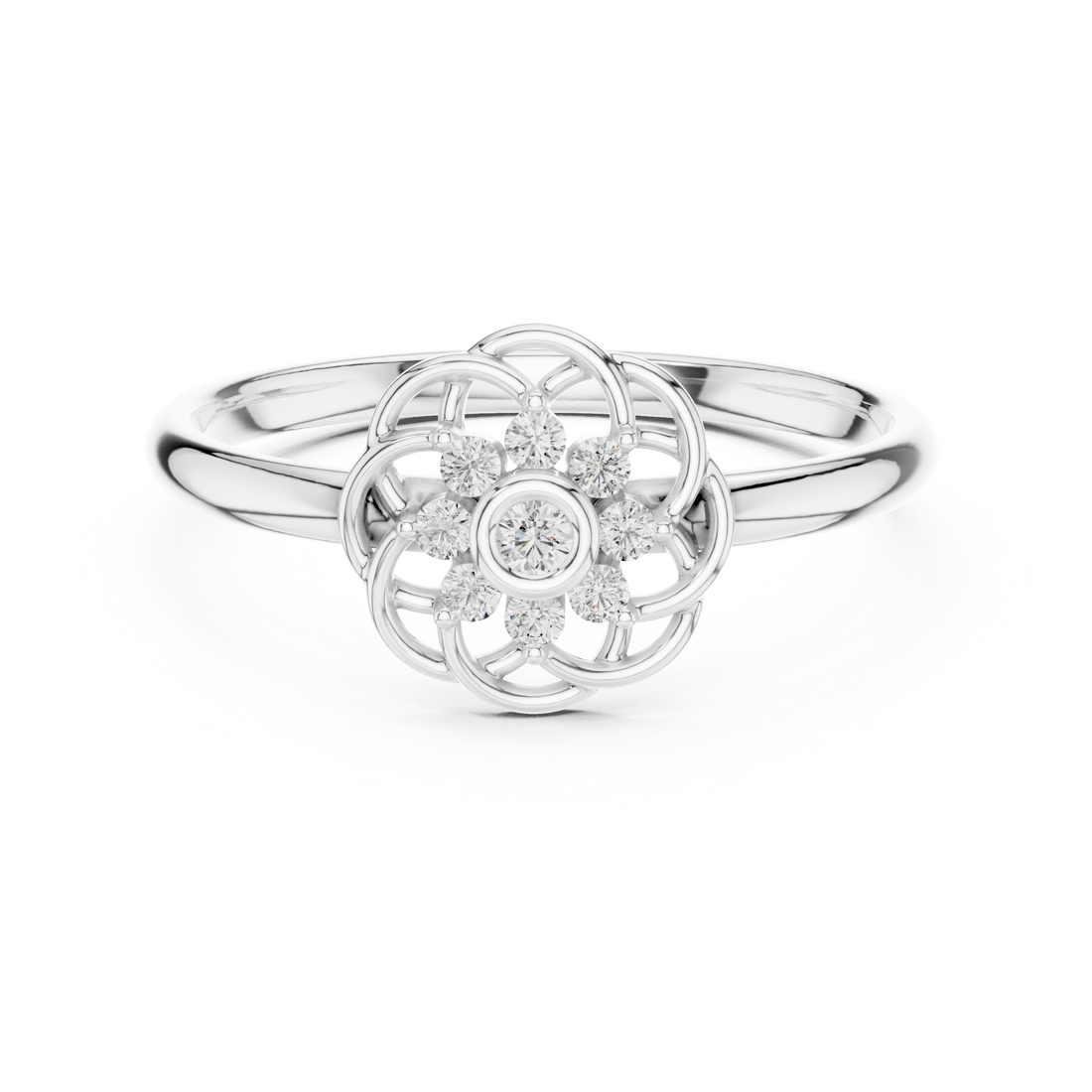 Rose Gold Floral Lab-Grown Diamond Ring | IGI Certified | Kiashaa Jewellery