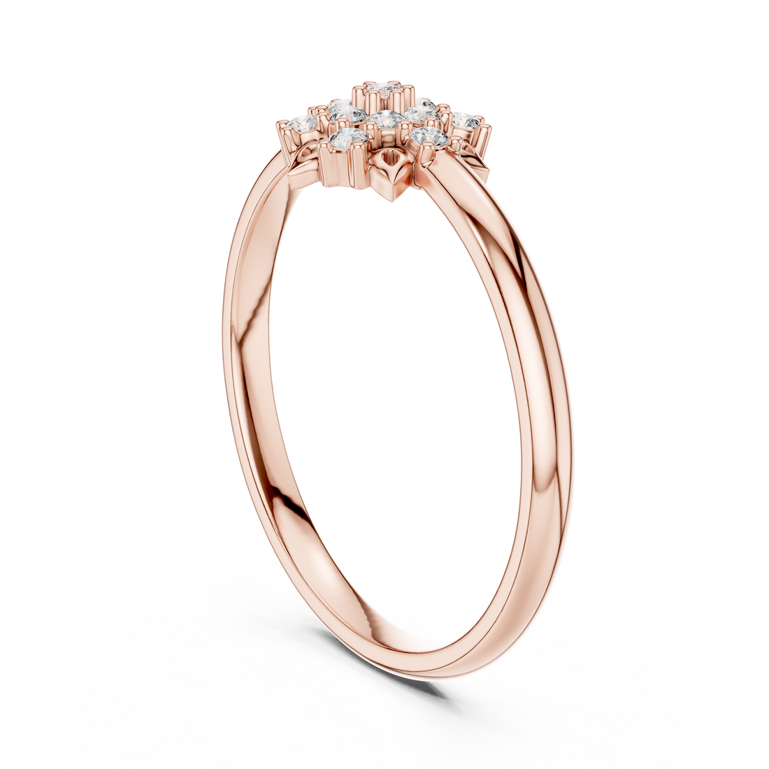 Rose Gold Cluster Lab-Grown Diamond Ring | IGI Certified | Kiashaa Jewellery