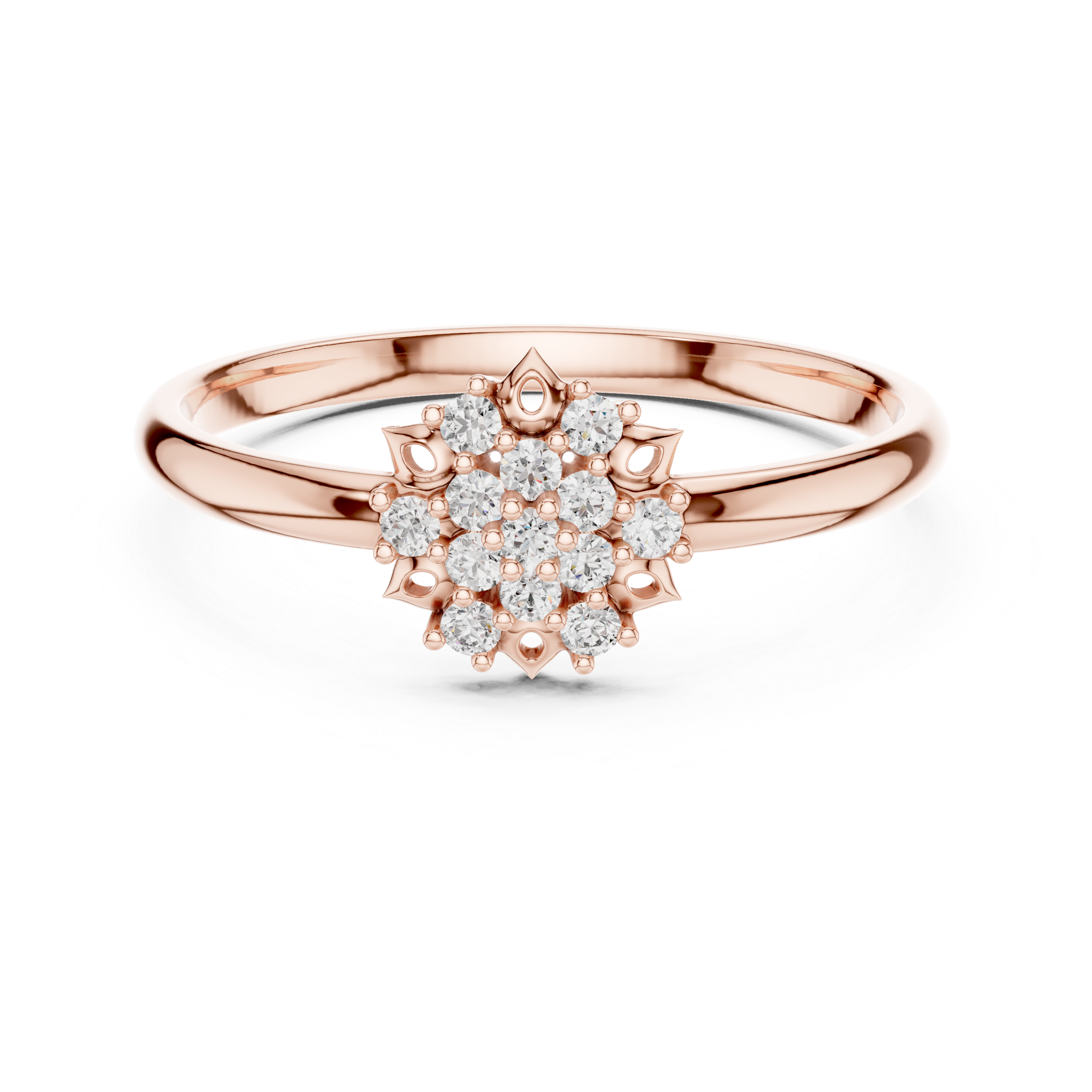 Rose Gold Cluster Lab-Grown Diamond Ring | IGI Certified | Kiashaa Jewellery
