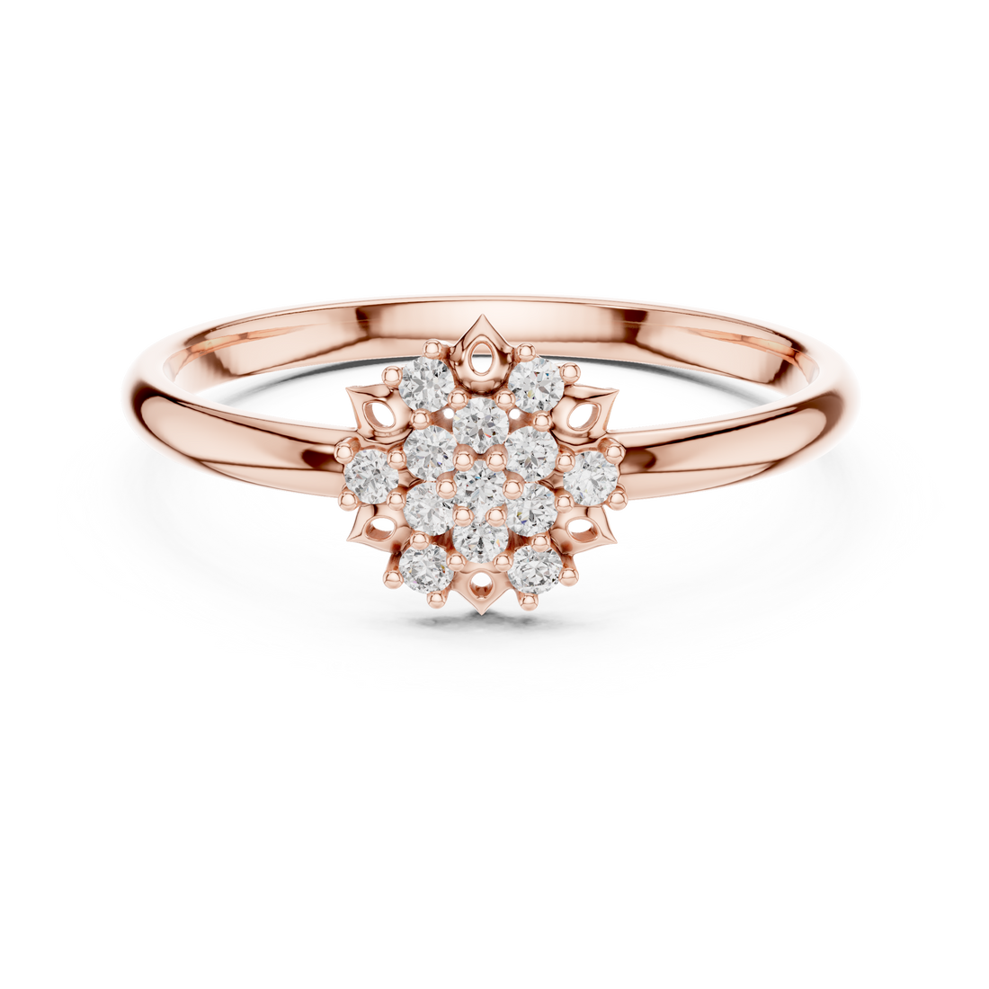 Rose Gold Cluster Lab-Grown Diamond Ring | IGI Certified | Kiashaa Jewellery