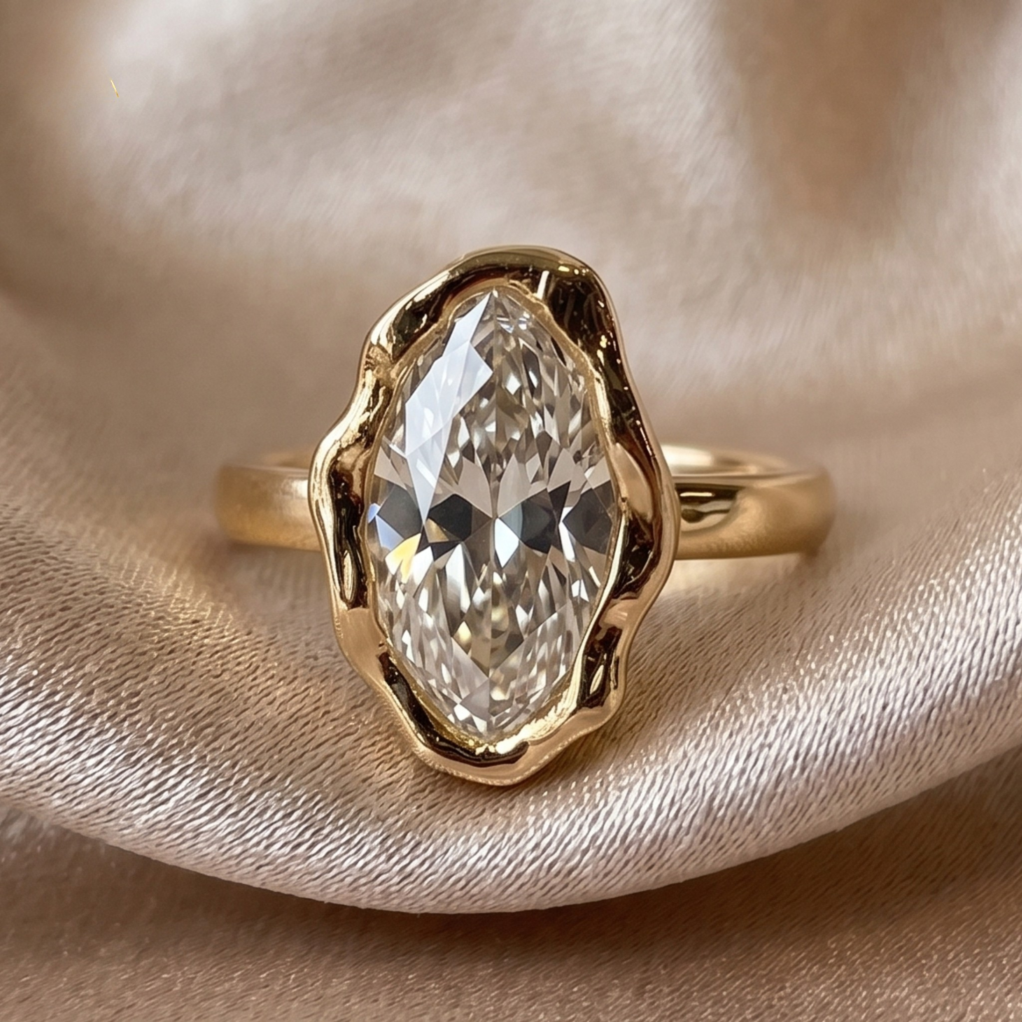 8 × 4 mm marquise diamond solitaire ring by Kiashaa Jewellery