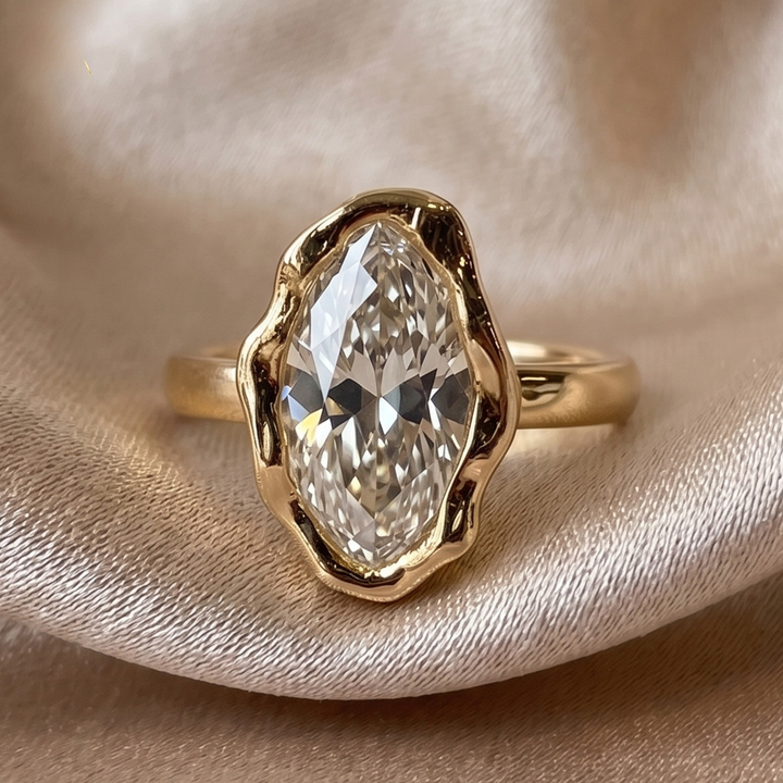 8 × 4 mm marquise diamond solitaire ring by Kiashaa Jewellery