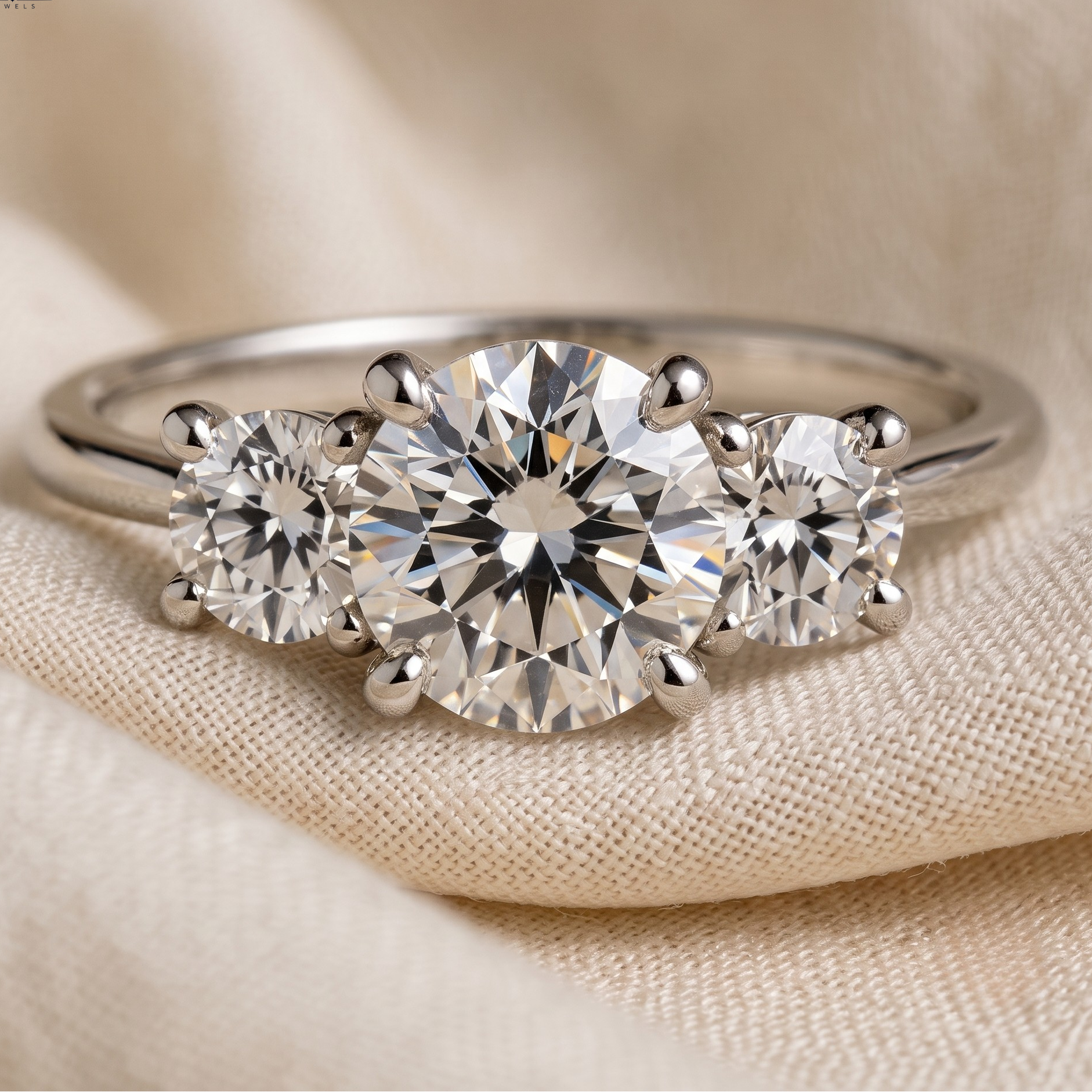 1.04 CT round diamond three-stone engagement ring in rose gold