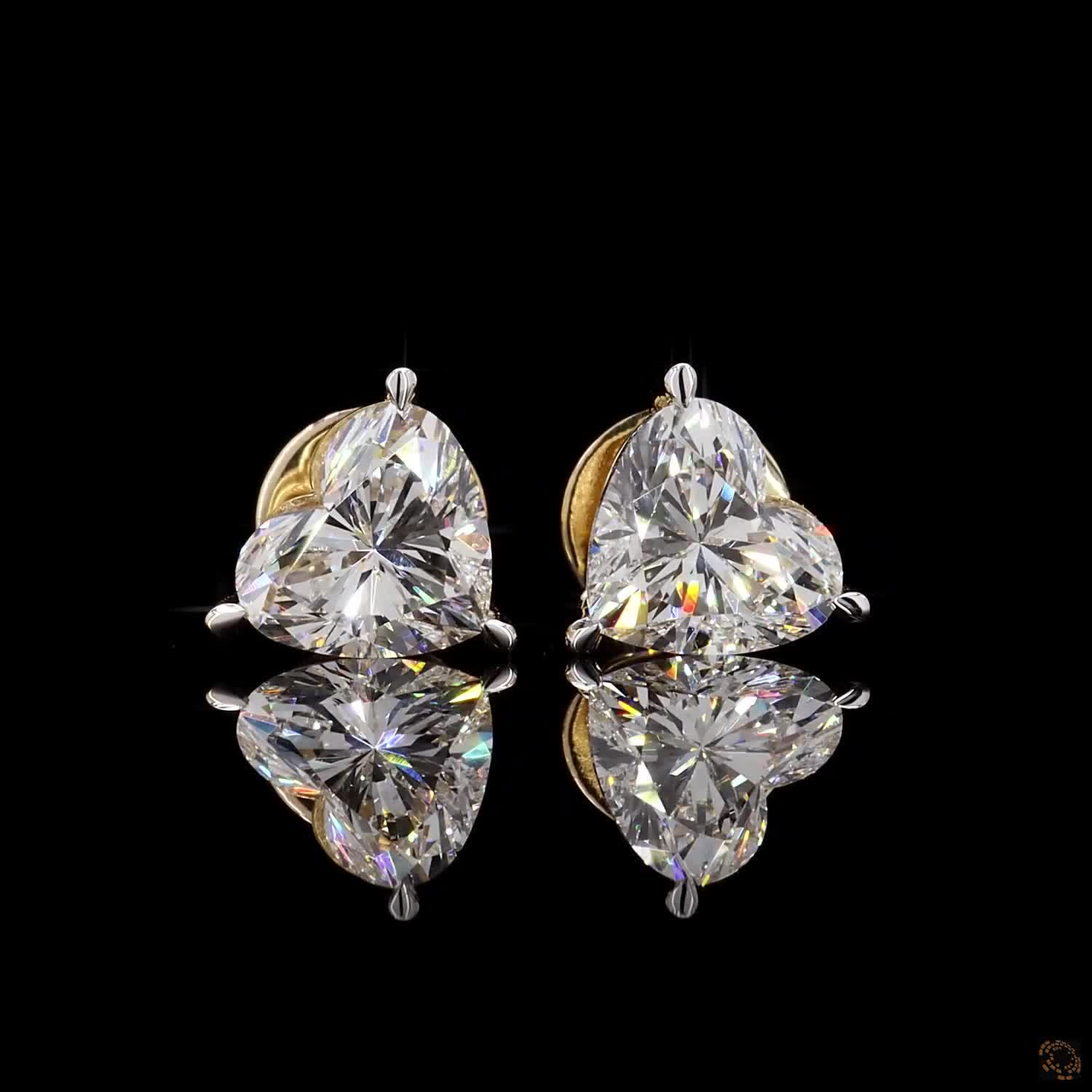 Heart-Cut Diamond Stud Earrings in 9K, 14K & 18K Gold