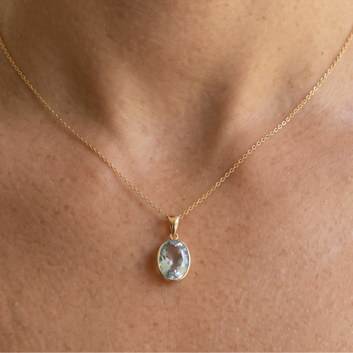 Aurelia 3.47 CT oval solitaire pendant necklace by Kiashaa Jewellery featuring a 12 × 8 mm oval center stone.