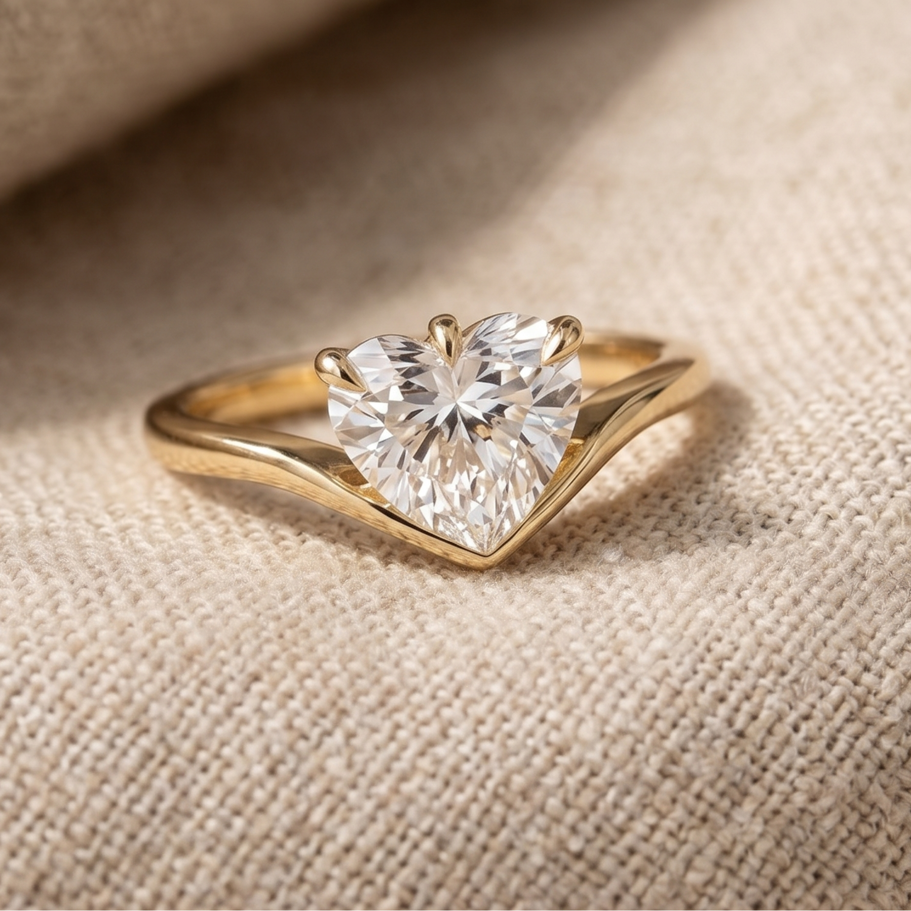 1.67 CT heart diamond solitaire engagement ring in yellow gold