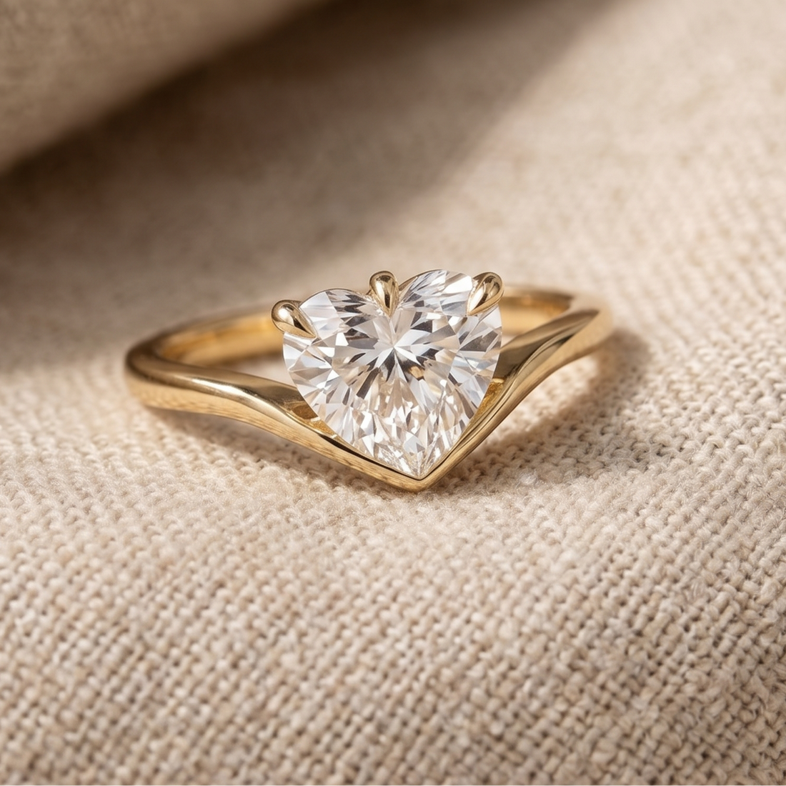 1.67 CT heart diamond solitaire engagement ring in yellow gold