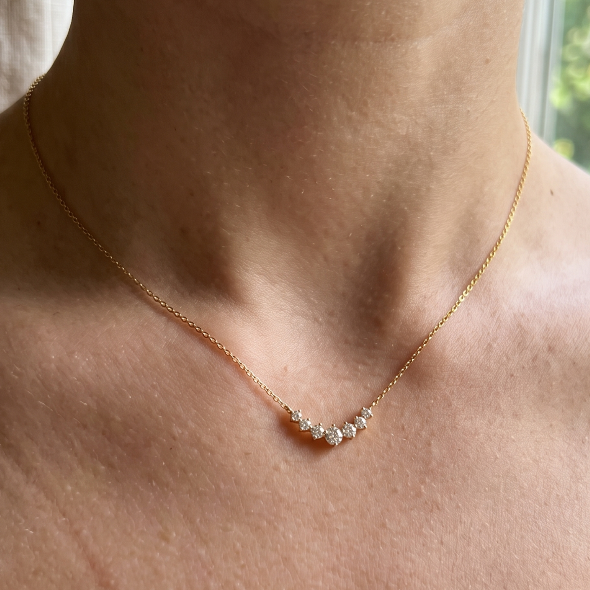 Lustre Barrel 0.59 CTW diamond bead necklace by Kiashaa Jewellery featuring 42 round diamonds in a polished white gold design.