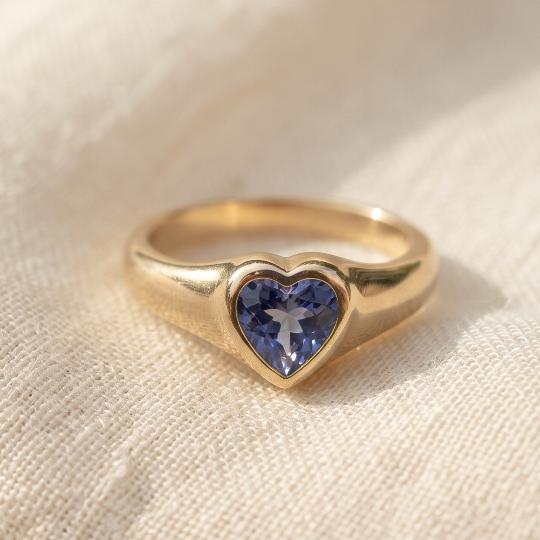 1.50 CT Heart-Cut Diamond Bezel Signet Ring in 14K & 18K Gold