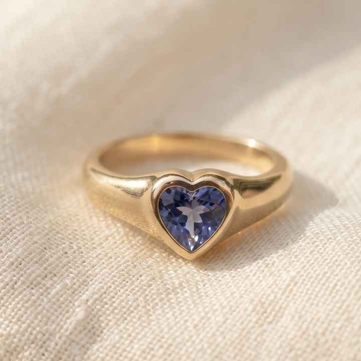 1.50 CT Heart-Cut Diamond Bezel Signet Ring in 14K & 18K Gold
