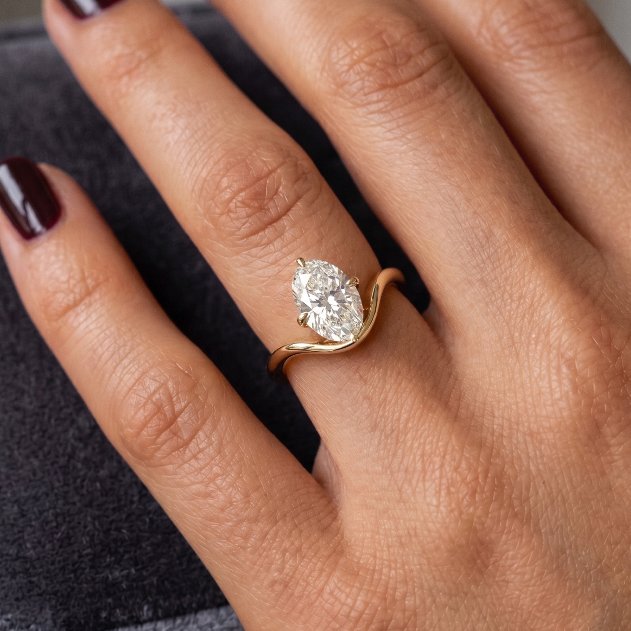 11 × 8 mm oval diamond engagement ring by Kiashaa Jewellery