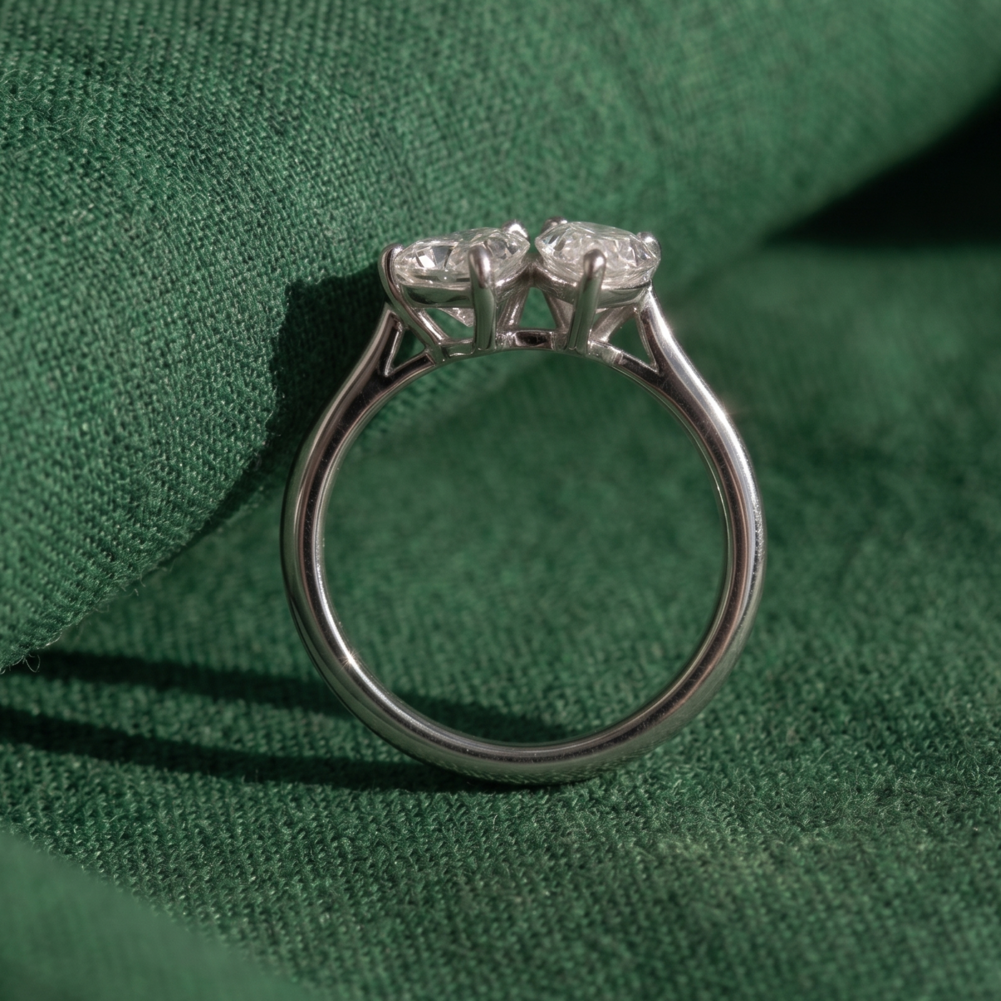 Heart and pear diamond Toi et Moi proposal ring for women