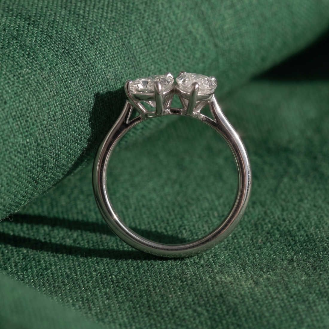 Heart and pear diamond Toi et Moi proposal ring for women