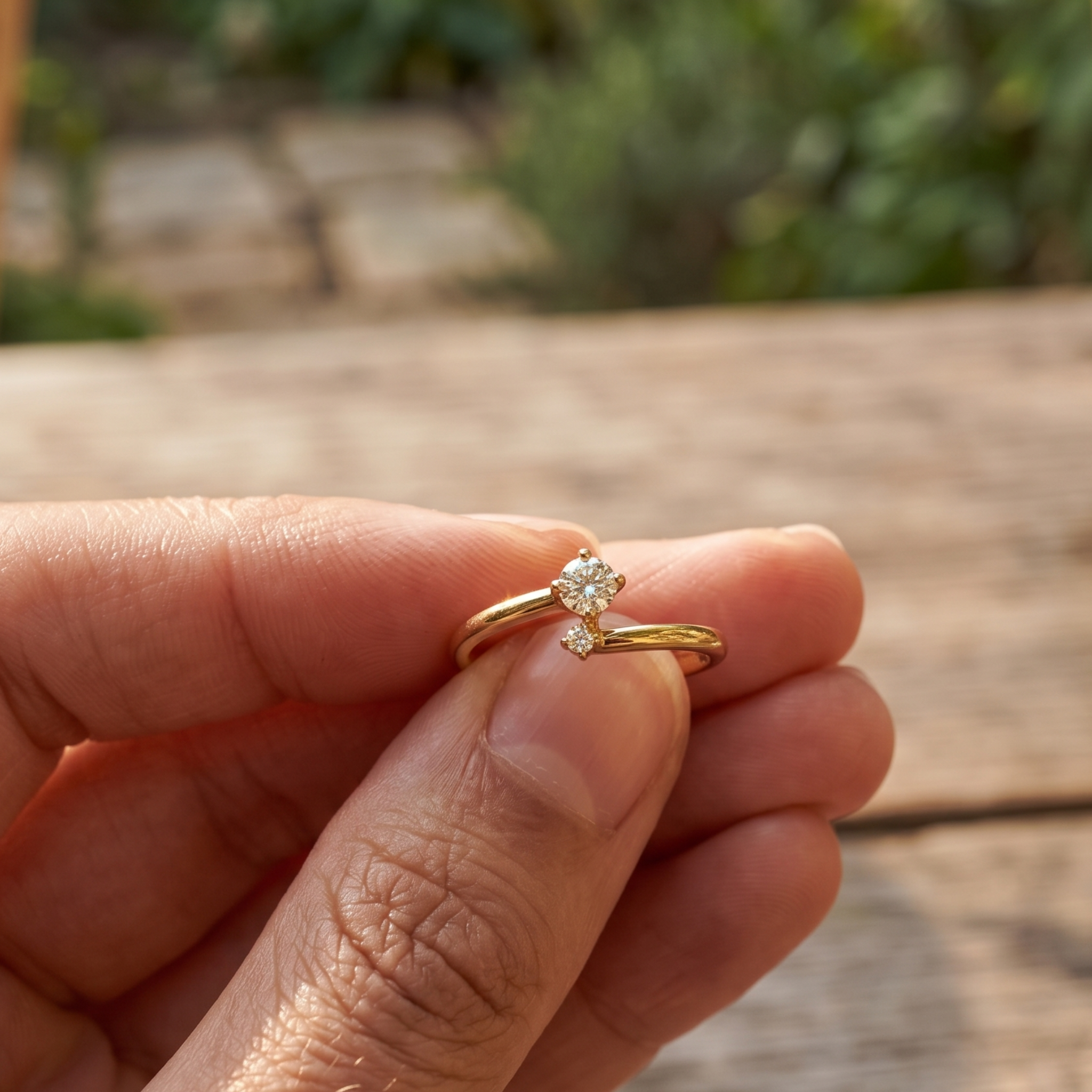 Kiashaa Jewellery 0.275 CTW round diamond bypass ring in polished yellow gold.