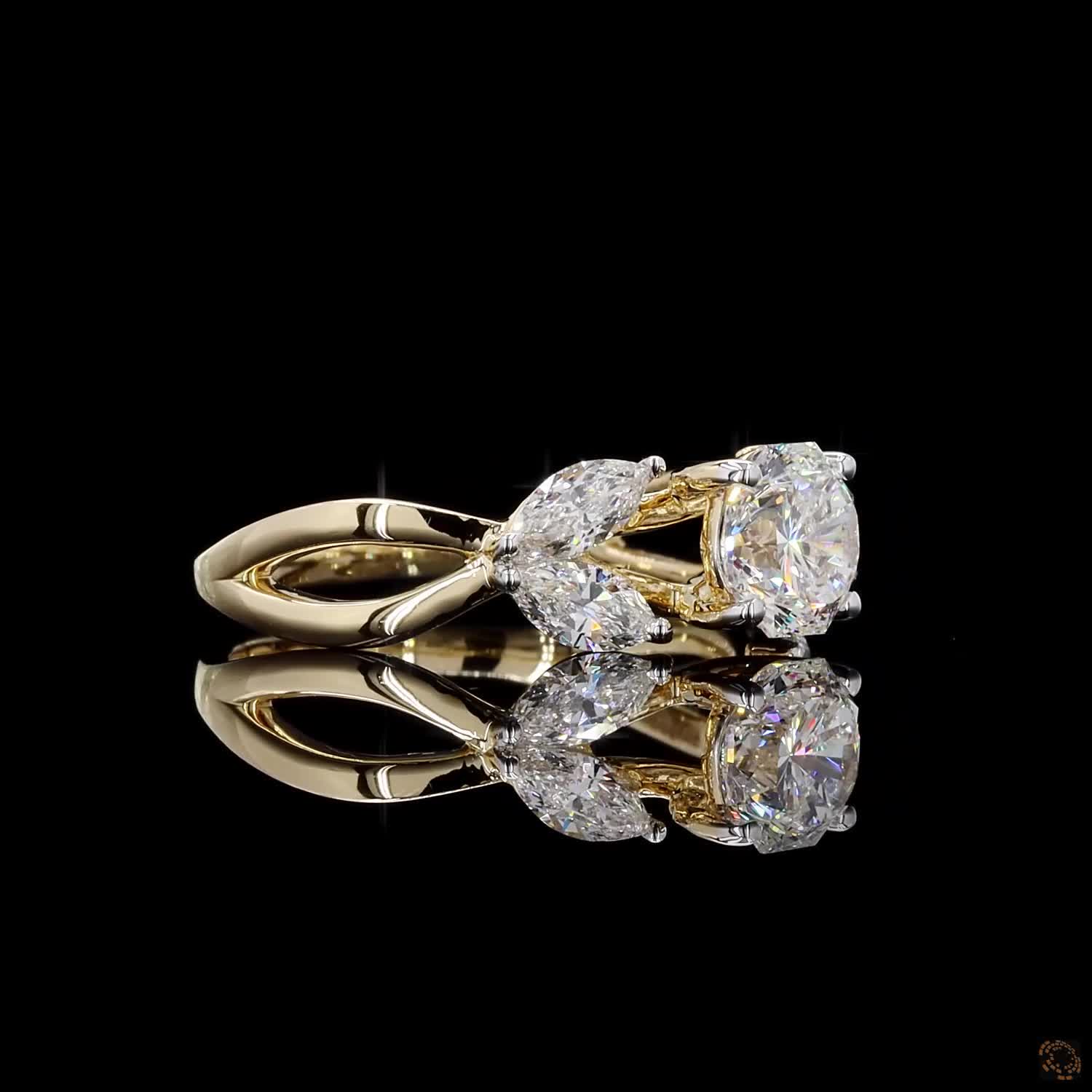 Cushion & Pear Diamond Floral Cluster Ring in 9K, 14K & 18K Gold