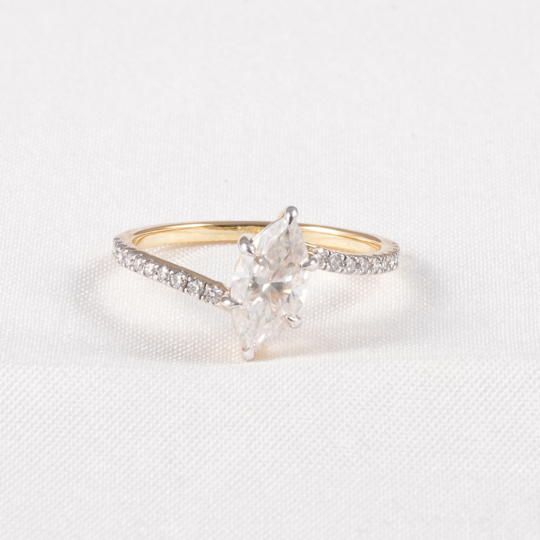 Marquise Diamond Pavé Engagement Ring in 9K, 14K & 18K Gold