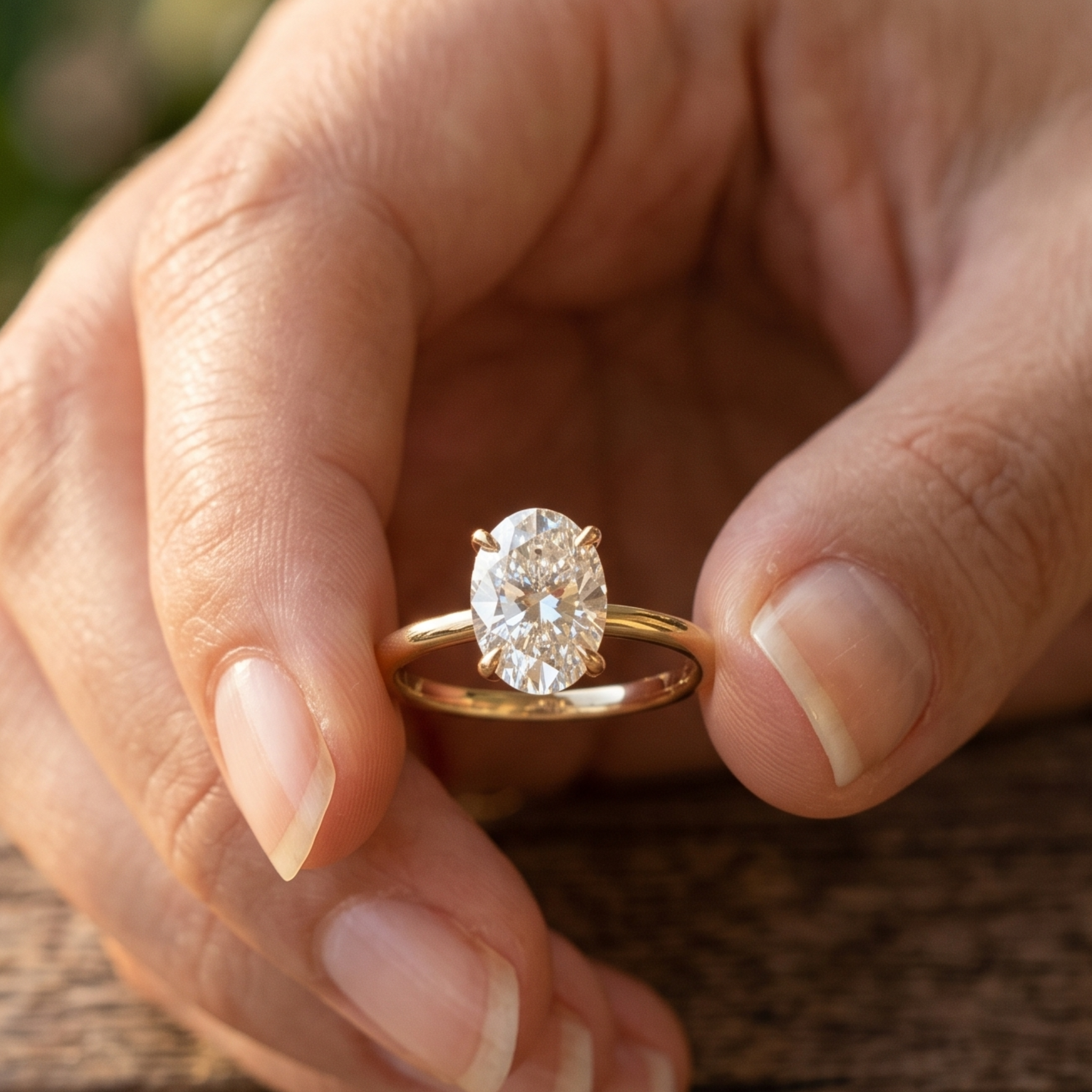 Kiashaa Jewellery 0.78 CT oval solitaire diamond ring in polished yellow gold.