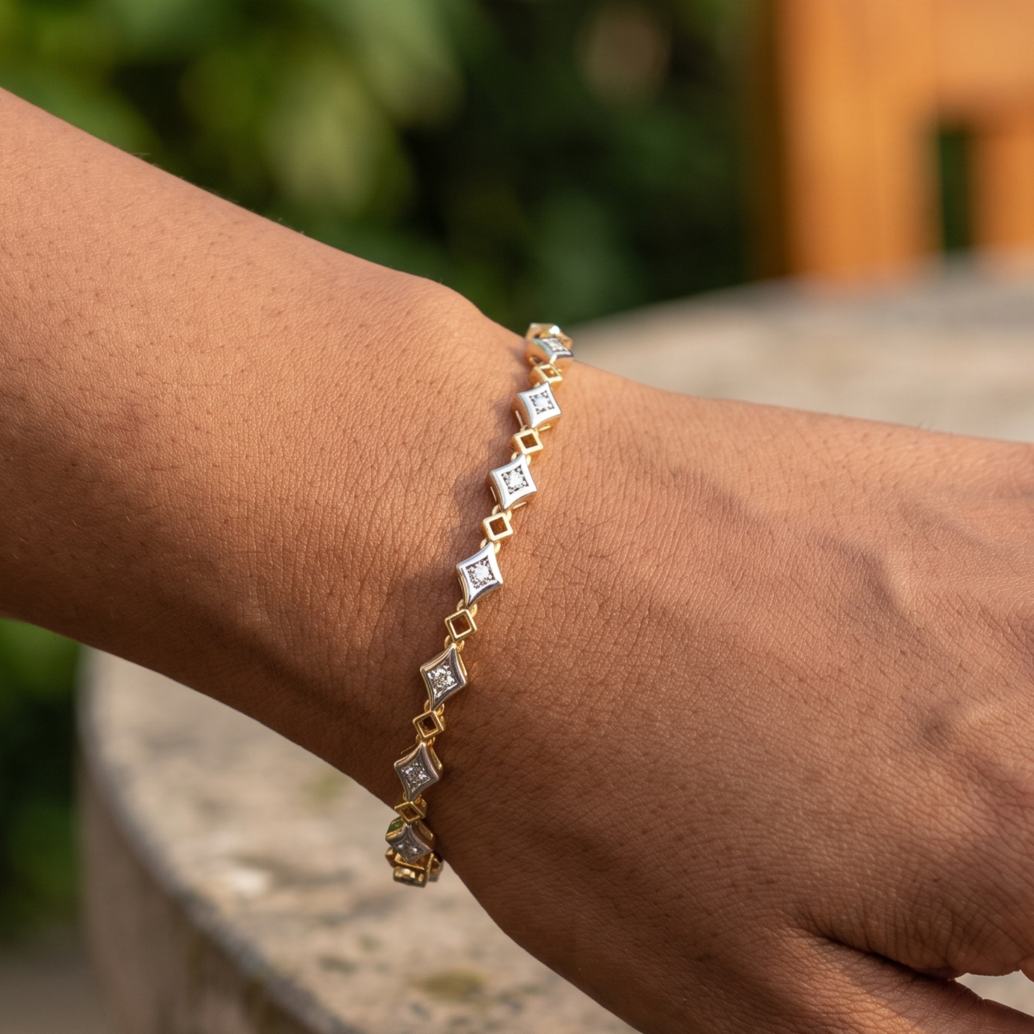 2.40 CTW Princess-Cut Lab-Grown Diamond Geometric Bracelet in 14K & 18K Gold