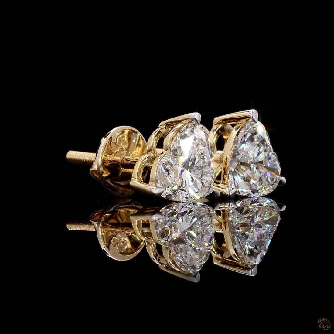 Heart-Cut Diamond Stud Earrings in 9K, 14K & 18K Gold