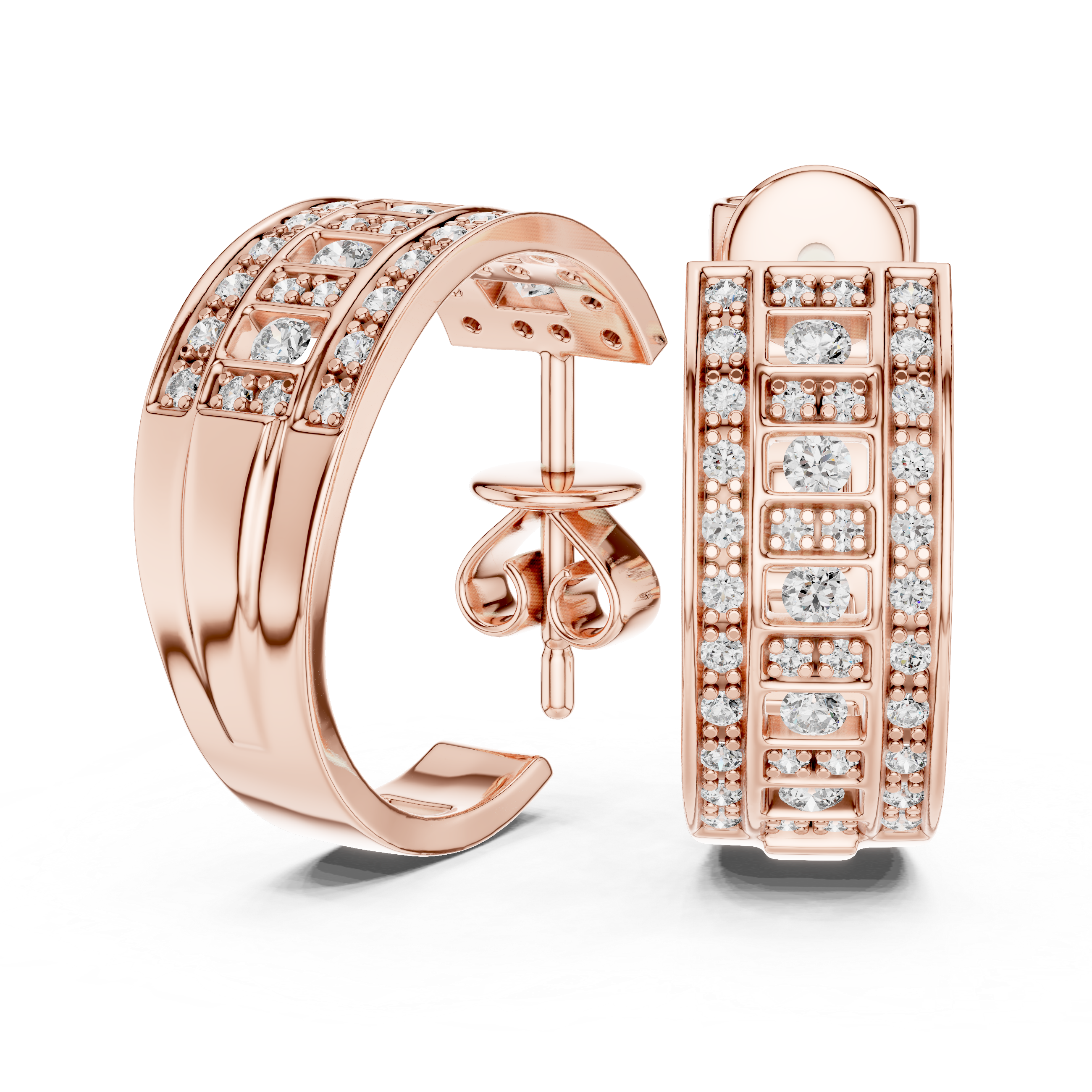 Luxury Lab-Grown Diamond Wide Hoop Earrings in 14K/18K Gold