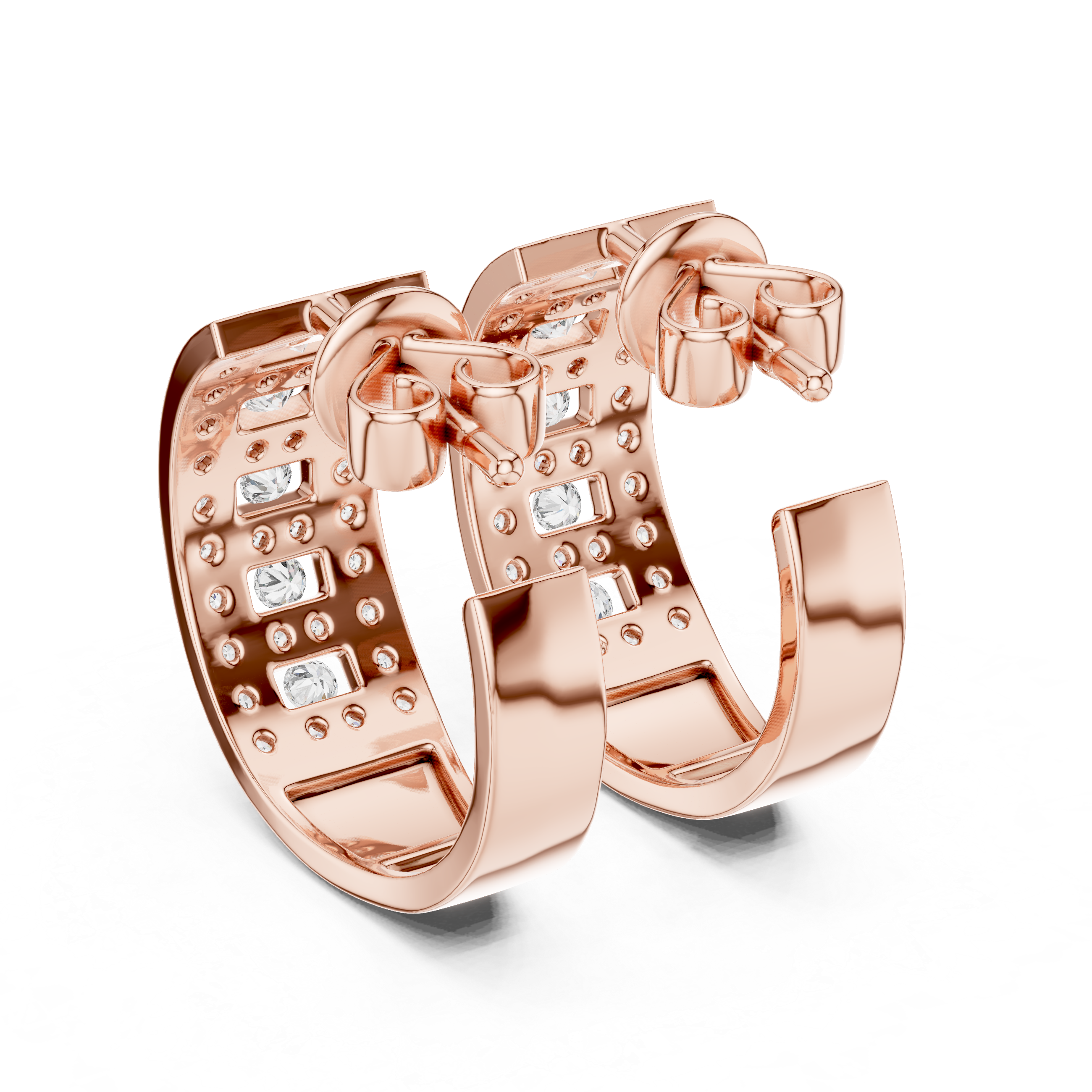 Luxury Lab-Grown Diamond Wide Hoop Earrings in 14K/18K Gold