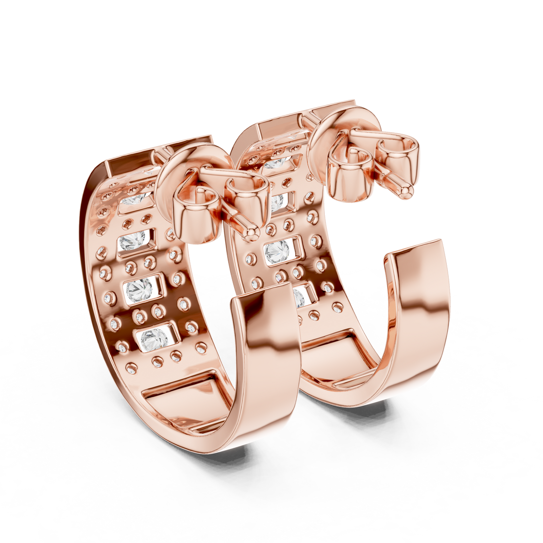 Luxury Lab-Grown Diamond Wide Hoop Earrings in 14K/18K Gold