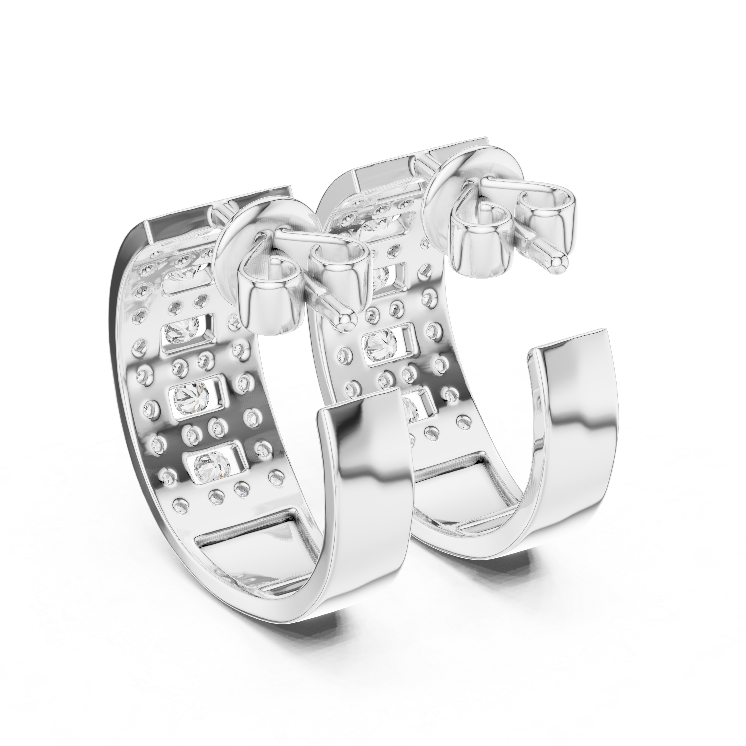 Luxury Lab-Grown Diamond Wide Hoop Earrings in 14K/18K Gold