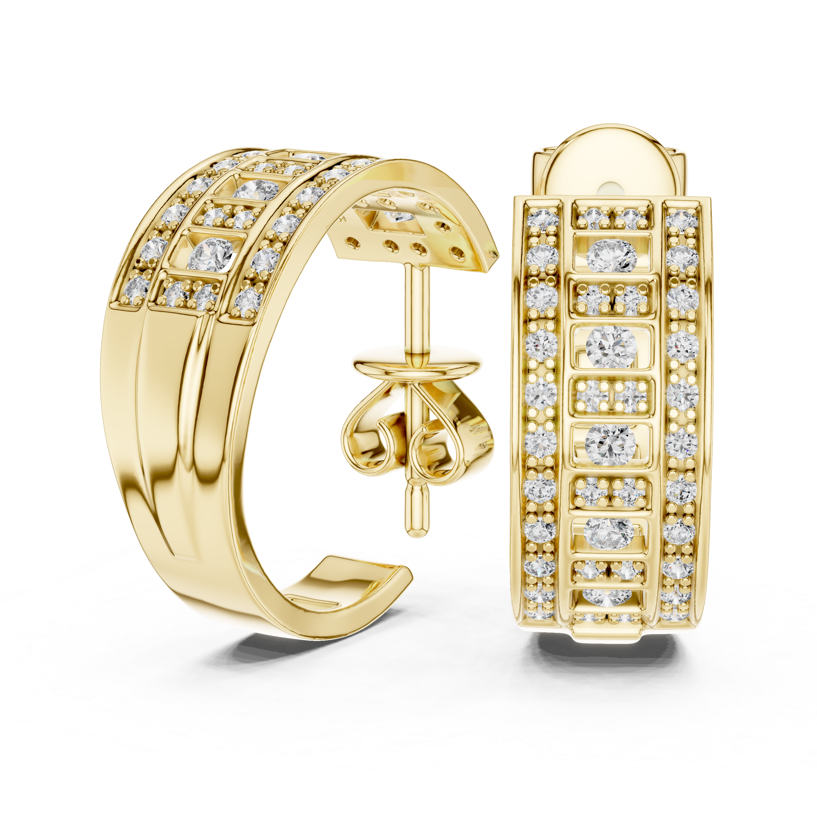 Luxury Lab-Grown Diamond Wide Hoop Earrings in 14K/18K Gold