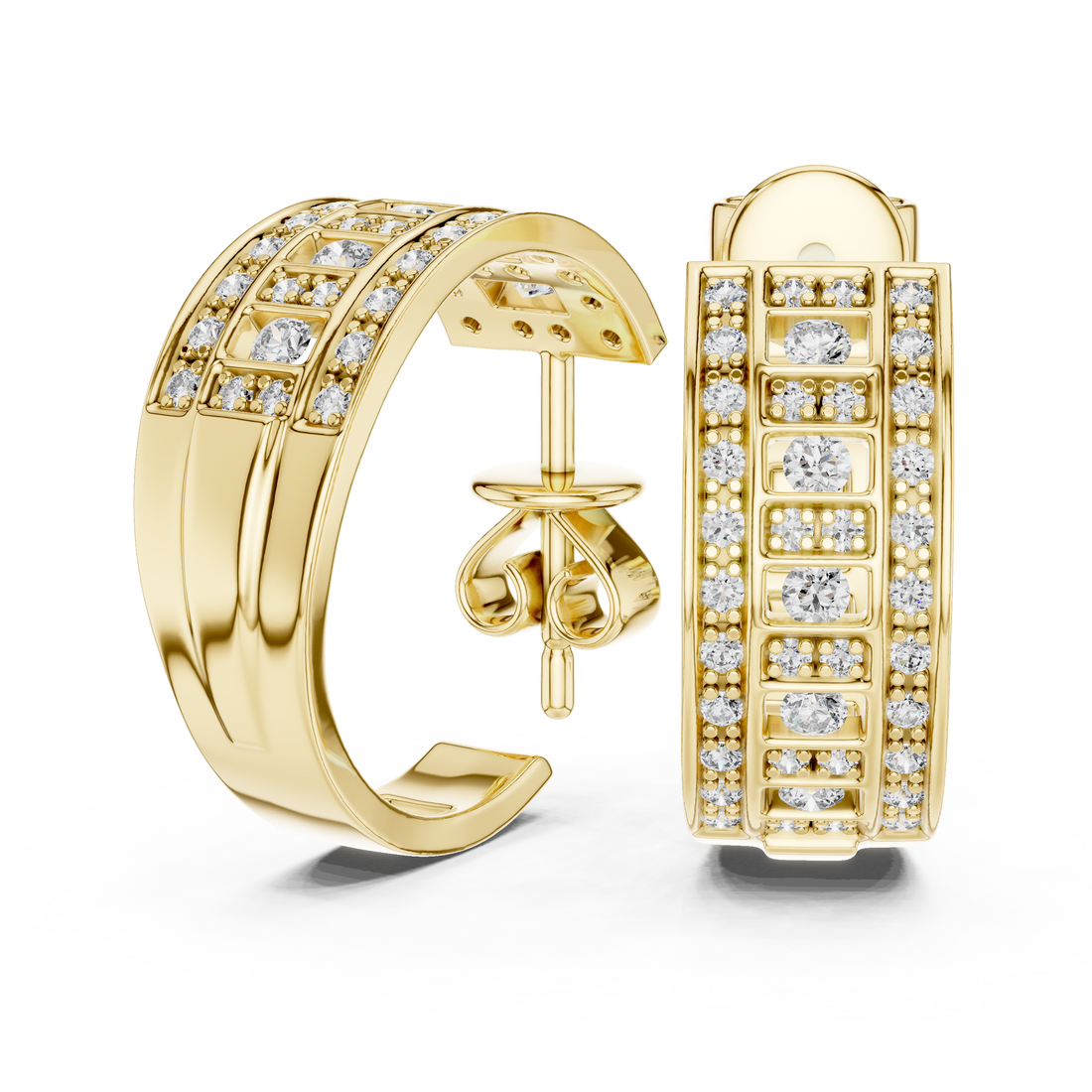 Luxury Lab-Grown Diamond Wide Hoop Earrings in 14K/18K Gold