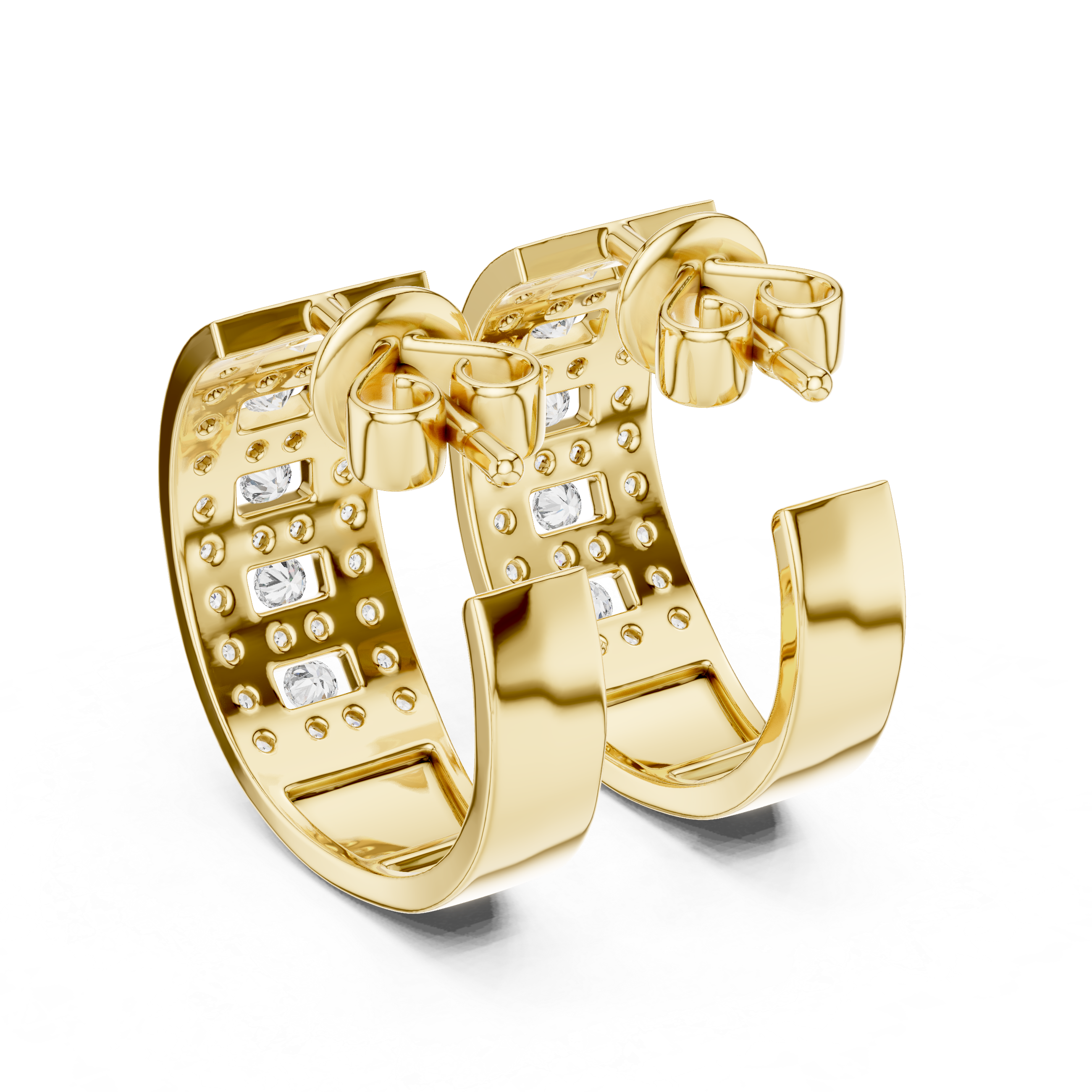 Luxury Lab-Grown Diamond Wide Hoop Earrings in 14K/18K Gold