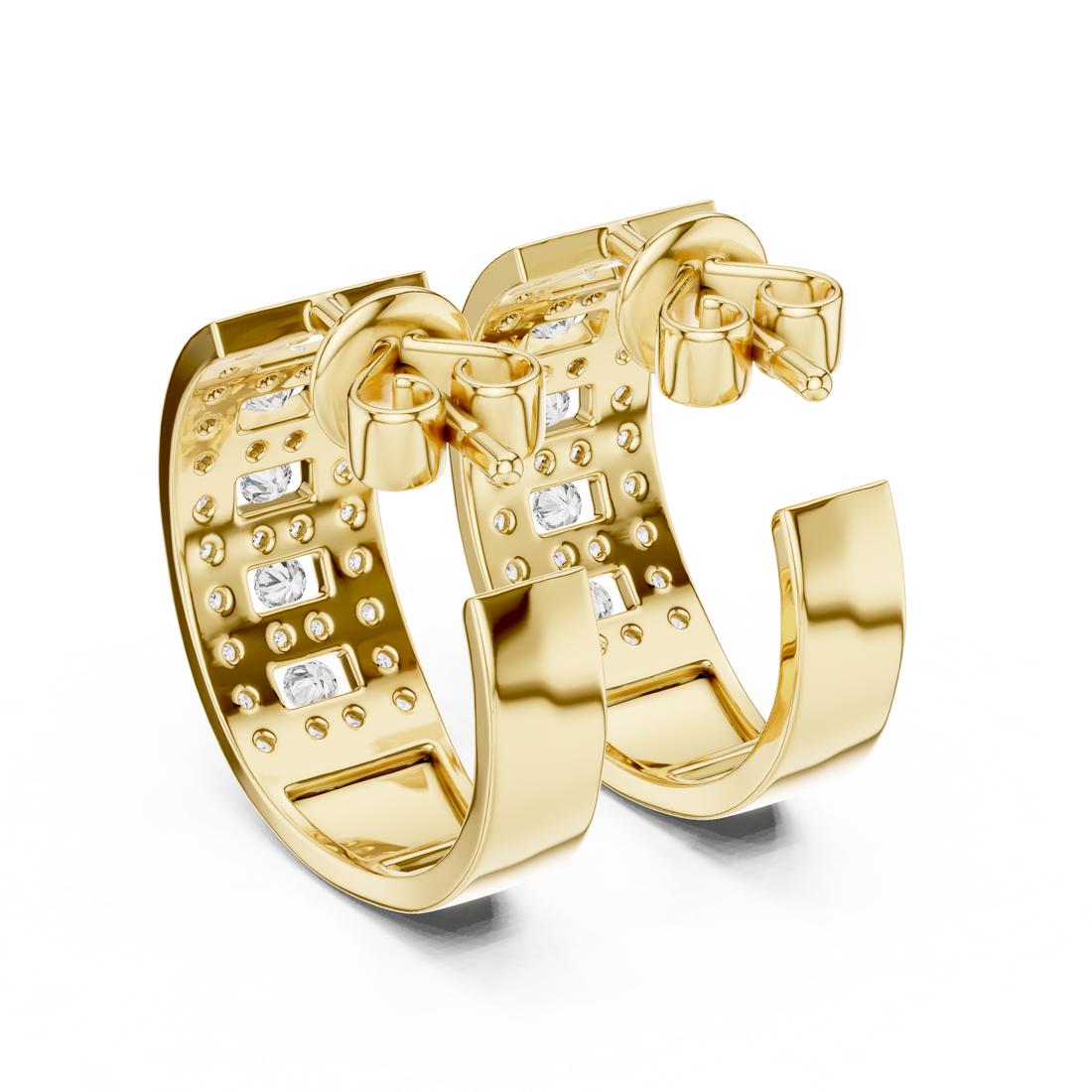 Luxury Lab-Grown Diamond Wide Hoop Earrings in 14K/18K Gold