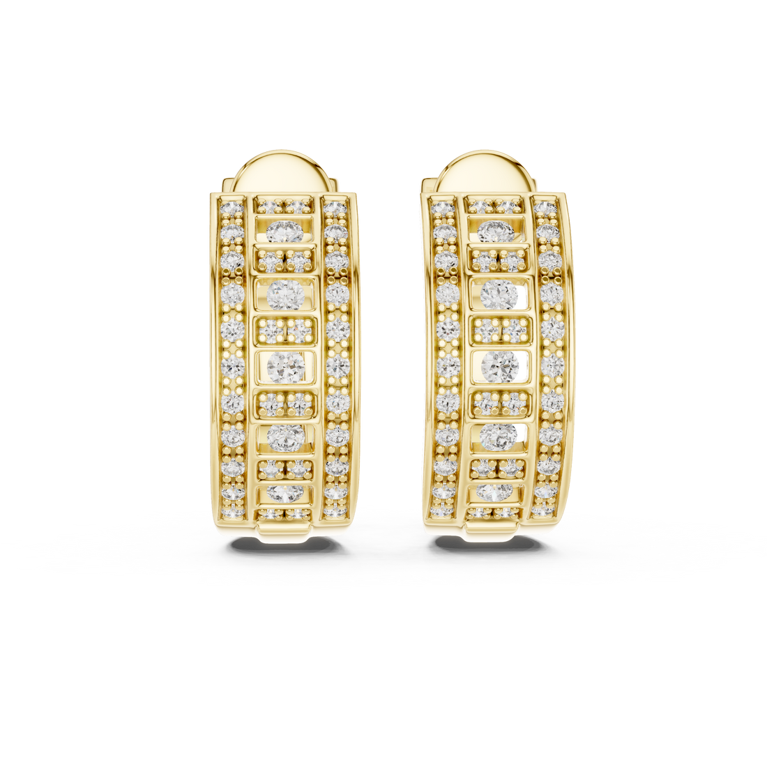 Luxury Lab-Grown Diamond Wide Hoop Earrings in 14K/18K Gold