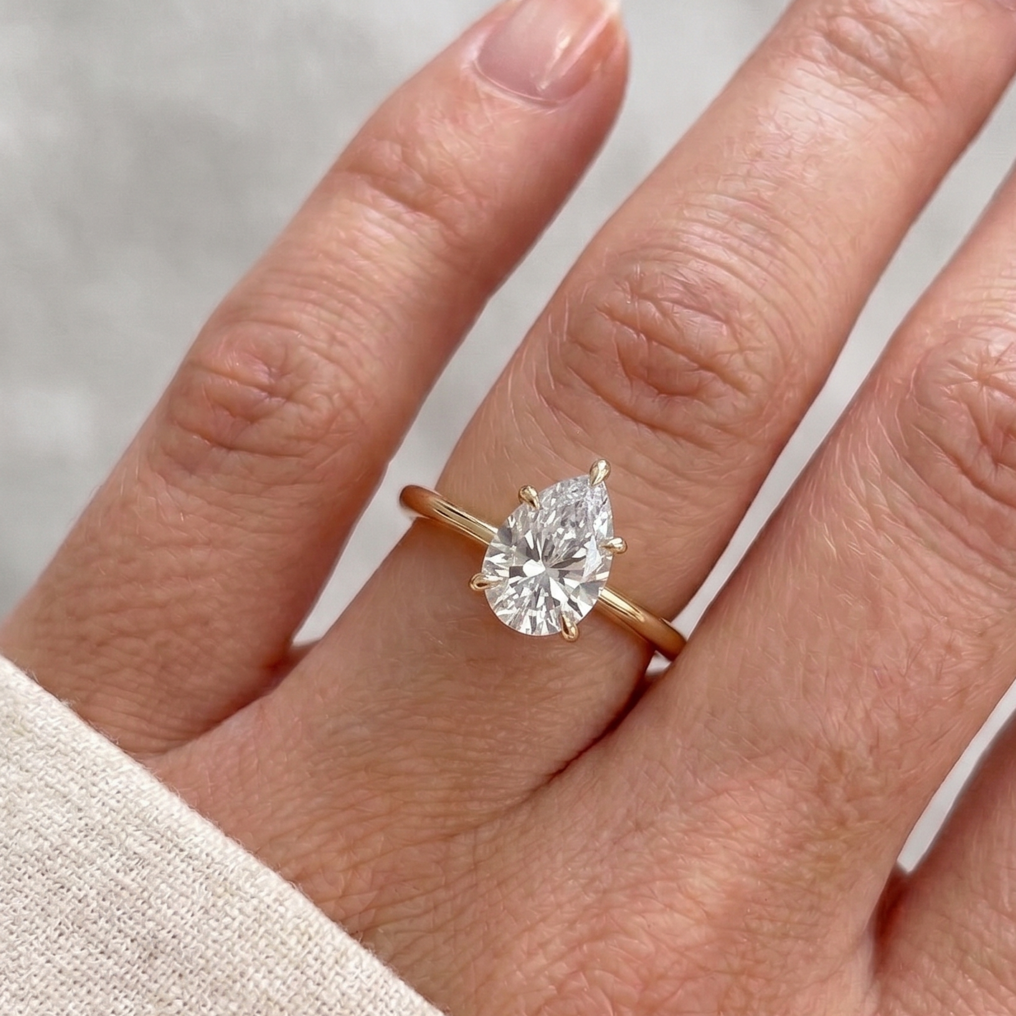 7 × 5 mm pear-cut diamond ring by Kiashaa Jewellery