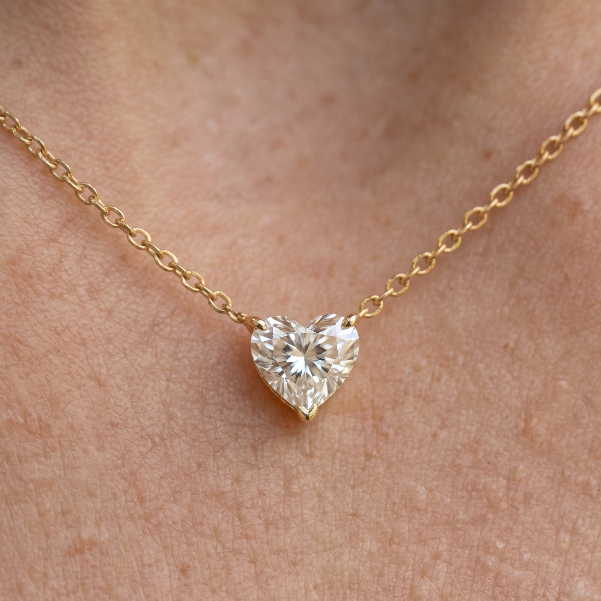 Kiashaa Jewellery 1.67 CT heart diamond solitaire necklace in polished yellow gold.