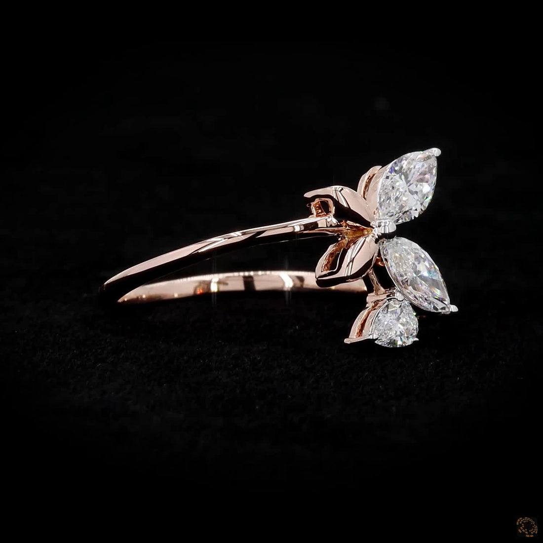 Marquise Diamond Butterfly Ring in 9K, 14K & 18K Gold